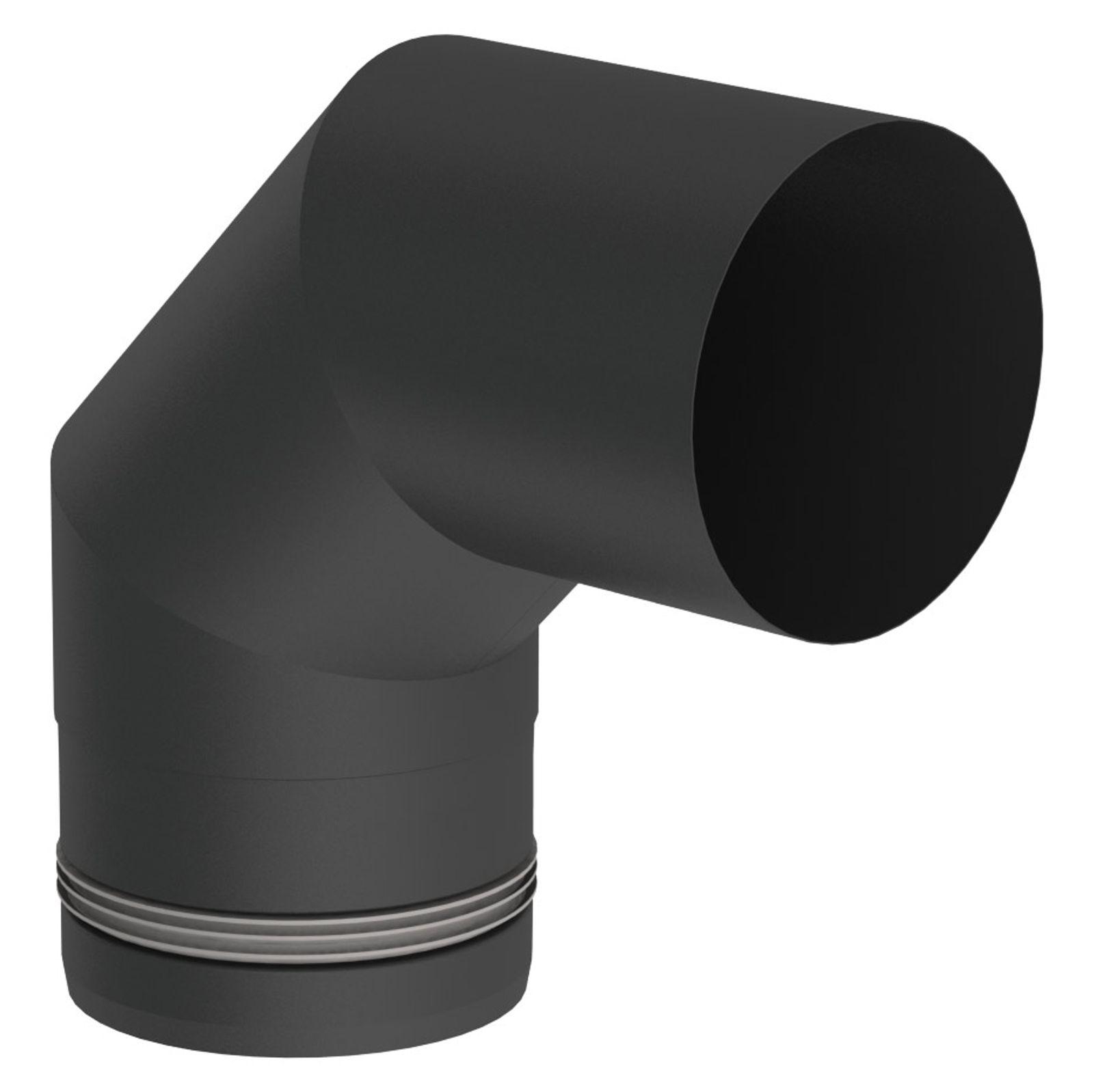 Jeremias PELLET-LINE Winkel 90° Edelstahl schwarz Ø 80 mm