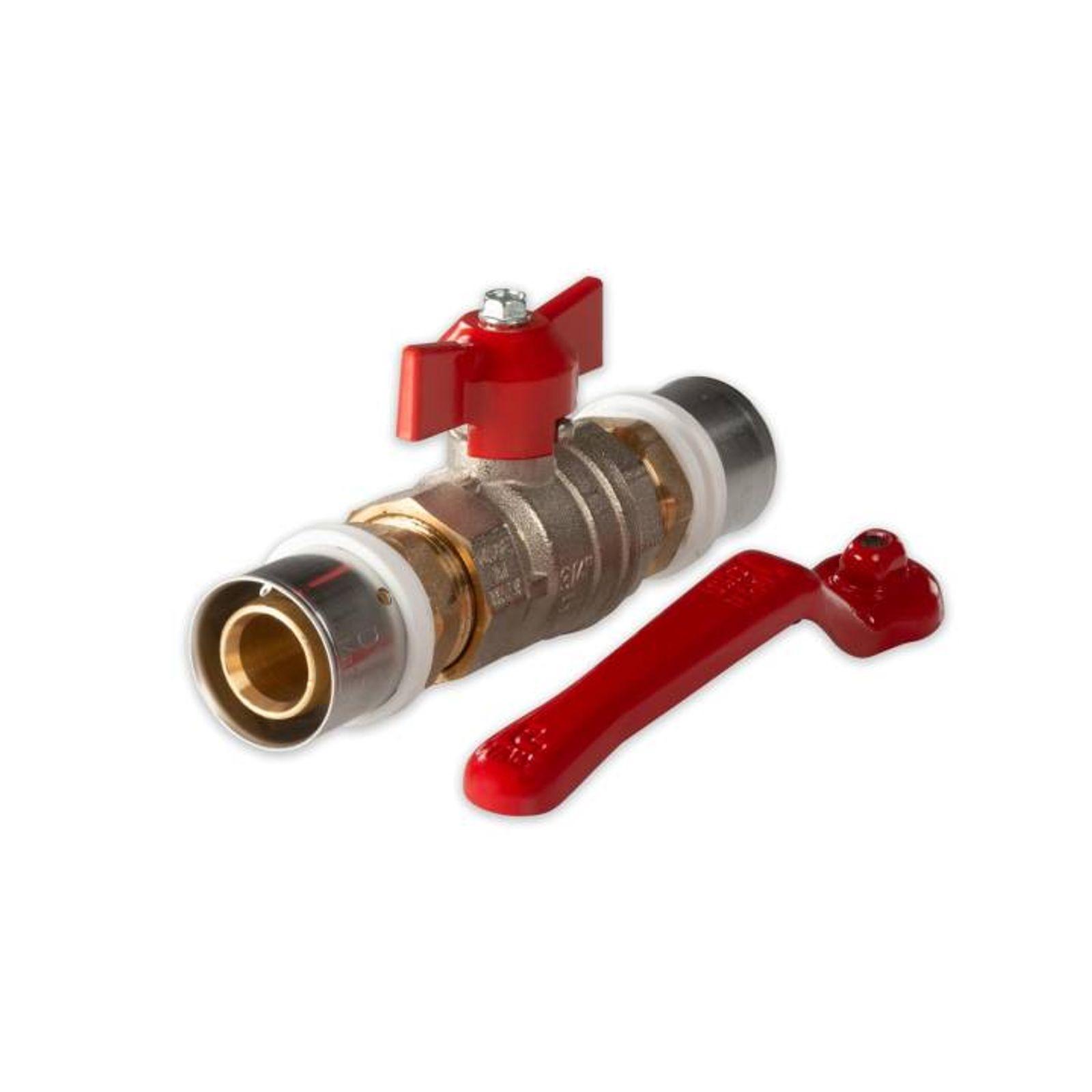 Selfio-Press Aluverbund Pressfitting Kugelhahn 26 x 3 mm Flügelgriff rot TH + U Kontur – Bild 2 von 2