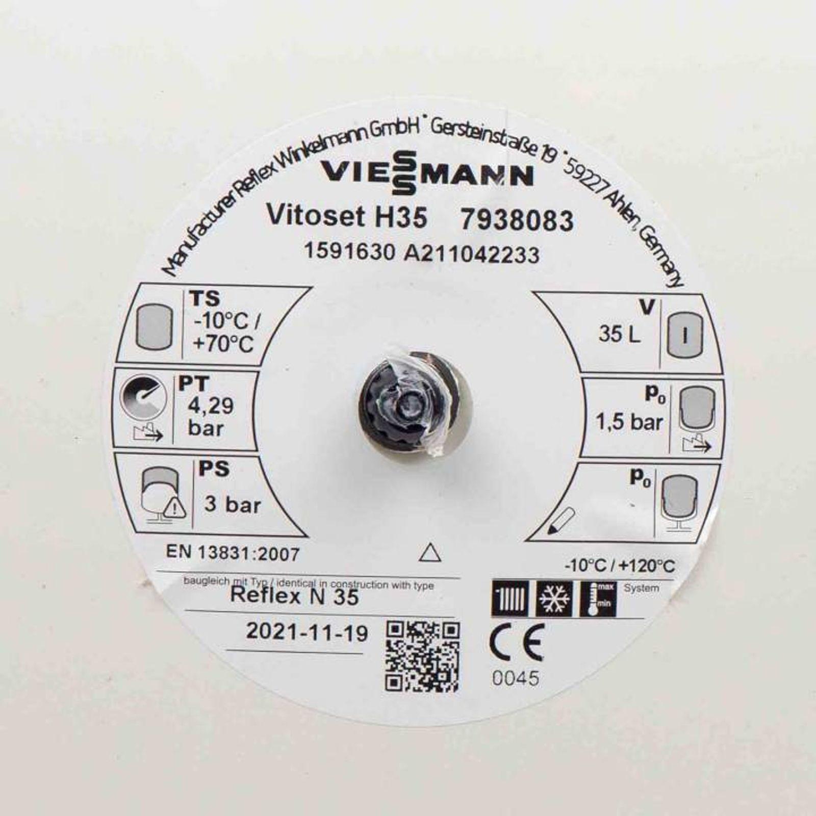 Viessmann Membran-Druckausdehnungsgefäß H 35 35 Liter 3,0 bar weiß – Bild 3 von 3
