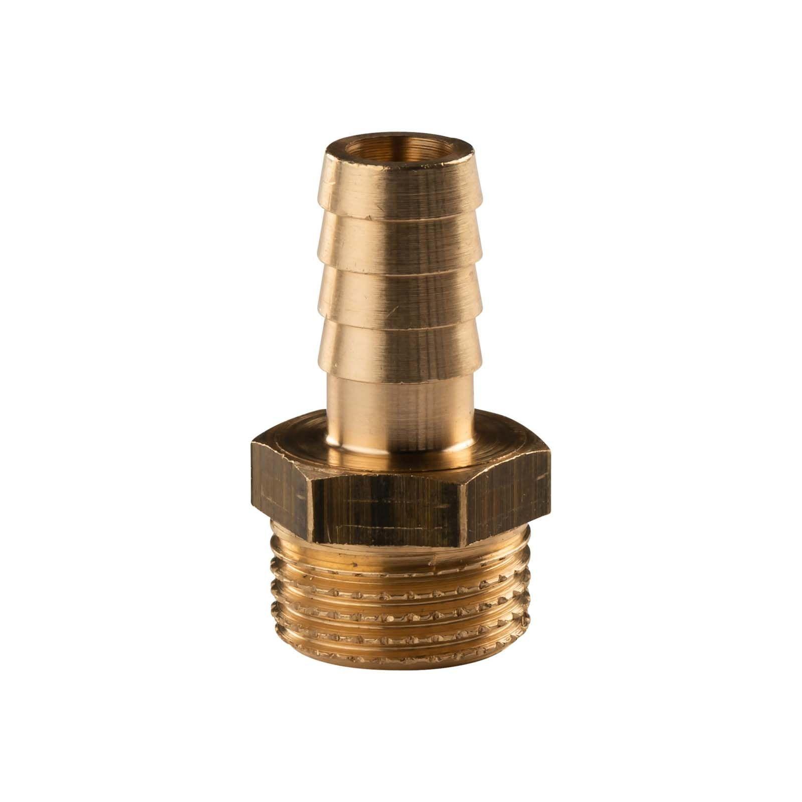 Messing Gewinde-Fitting Schlauchanschluss 1/2" AG (DN 15) Länge 13 mm - schwere Ausführung – Bild 2 von 3
