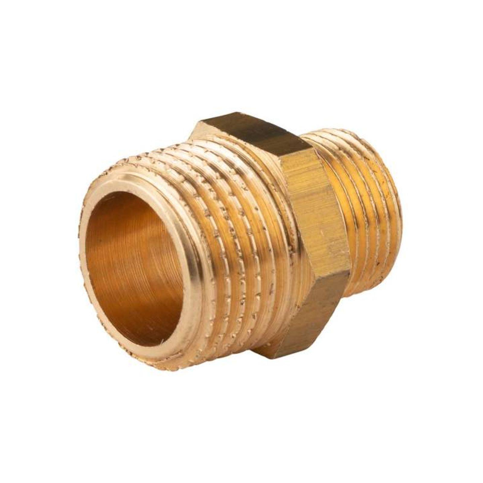 Messing Gewinde-Fitting Reduziernippel 1/2"AG (DN 15) - 3/8"AG (DN 10) - schwere Ausführung