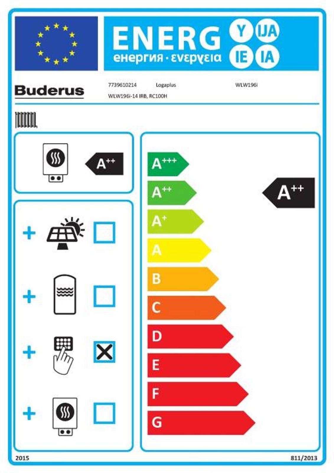 Buderus Wärmepumpenset WLW196i IR-8 S heizen 16 kW kühlen 11,92 kW mit Bedieneinheit RC100H Zubehör ohne Speicher – Bild 6 von 6