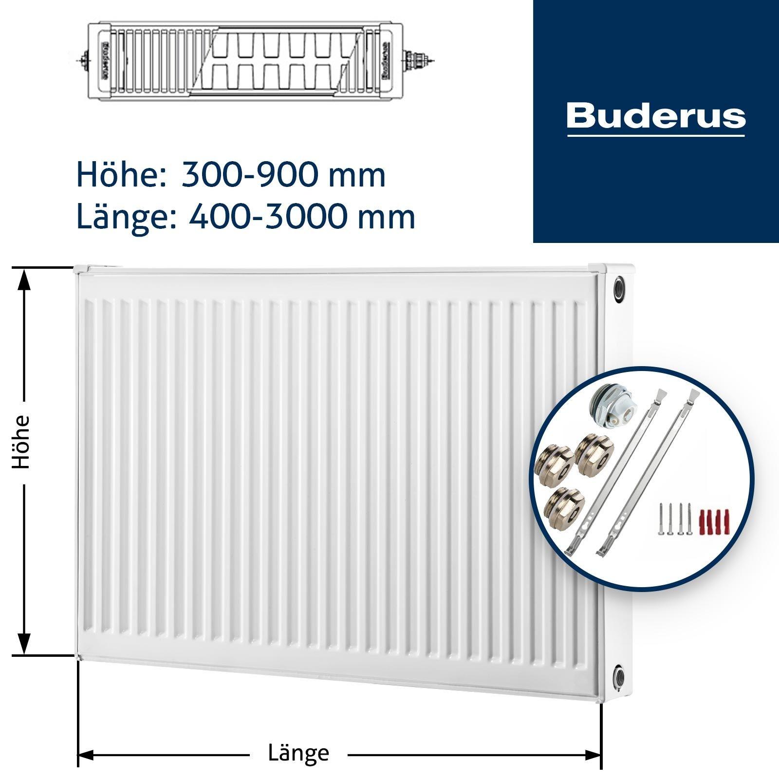 Flachheizkörper Buderus Logatrend, C-profiliert, Typ 22 mit Wandbefestigung FMS 400 mm x 300 mm – Bild 10 von 11