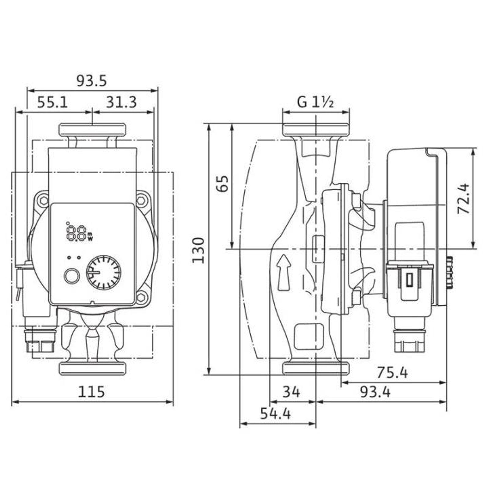 Wilo Nassläufer-Hocheffizienzpumpe Yonos PICO plus 25/1-4 130mm mit Wärmedämmschale – Bild 2 von 2