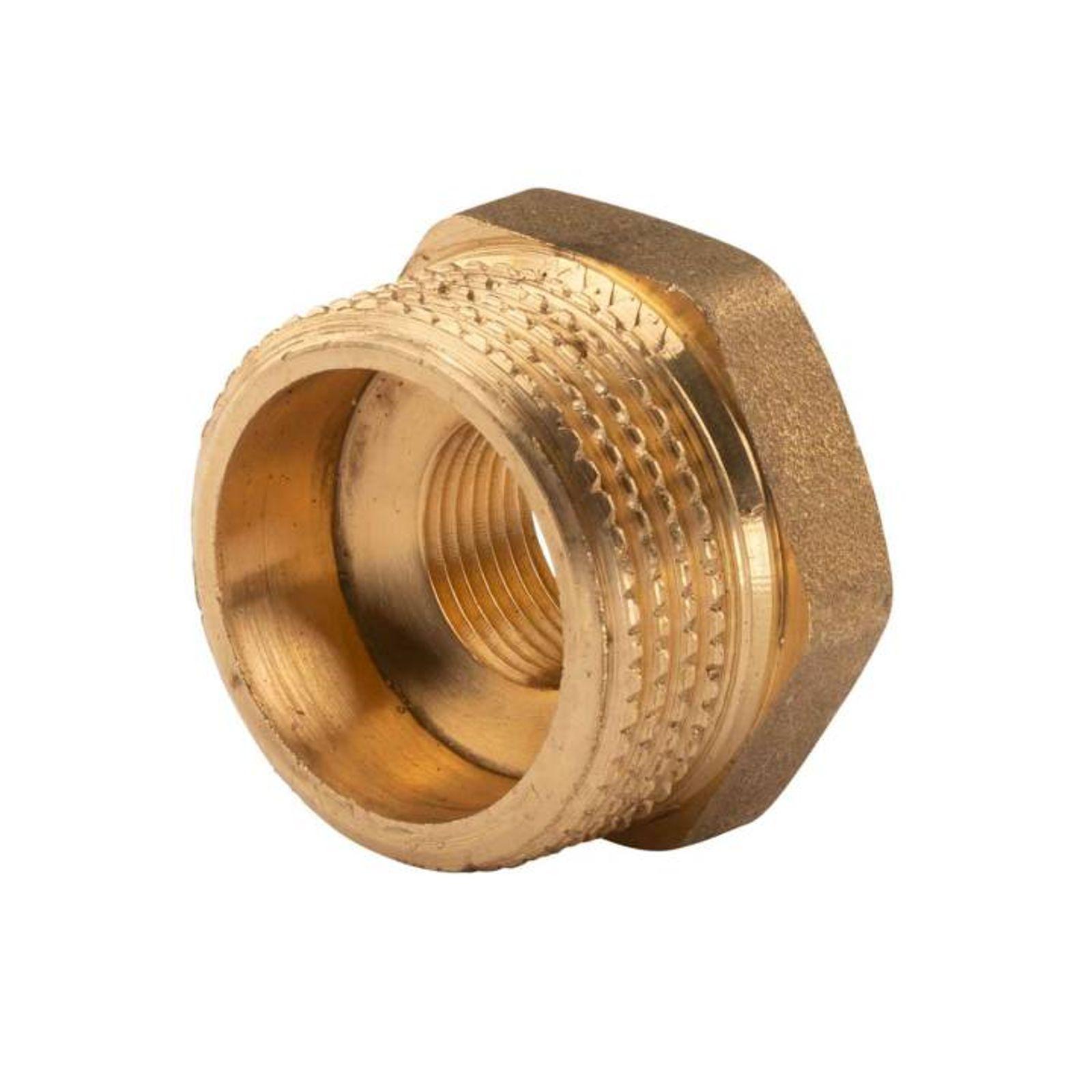 Messing Gewinde-Fitting Reduzierung 1"AG (DN 25) - 3/8"IG (DN 10) - schwere Ausführung – Bild 2 von 2