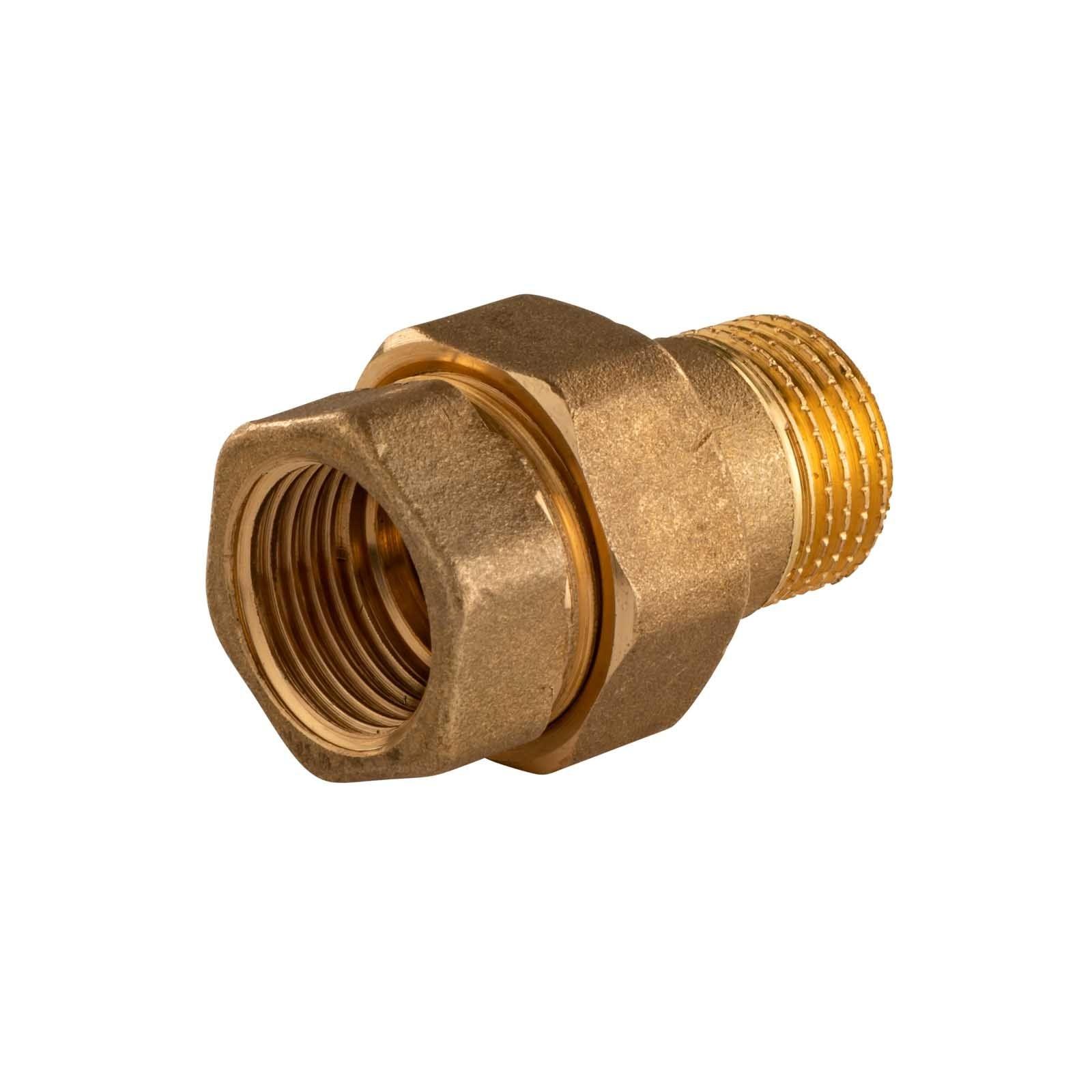 Messing Gewinde-Fitting Verschraubung mit O-Ring konisch dichtend 1/2"IG - 1/2"AG (DN15)-schwere Ausführung – Bild 2 von 3