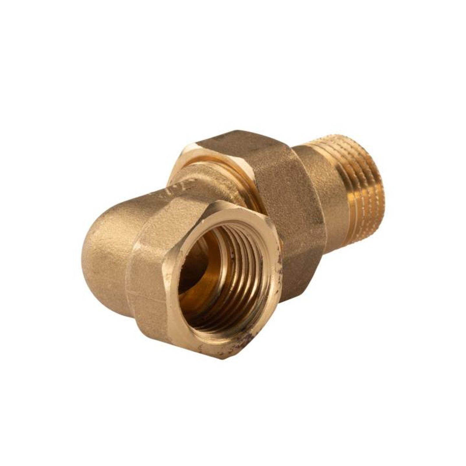 Messing Gewinde-Fitting Winkelverschraubung 90° flachdichtend 1/2"IG - 1/2"AG (DN 15) - schwere Ausführung – Bild 2 von 3