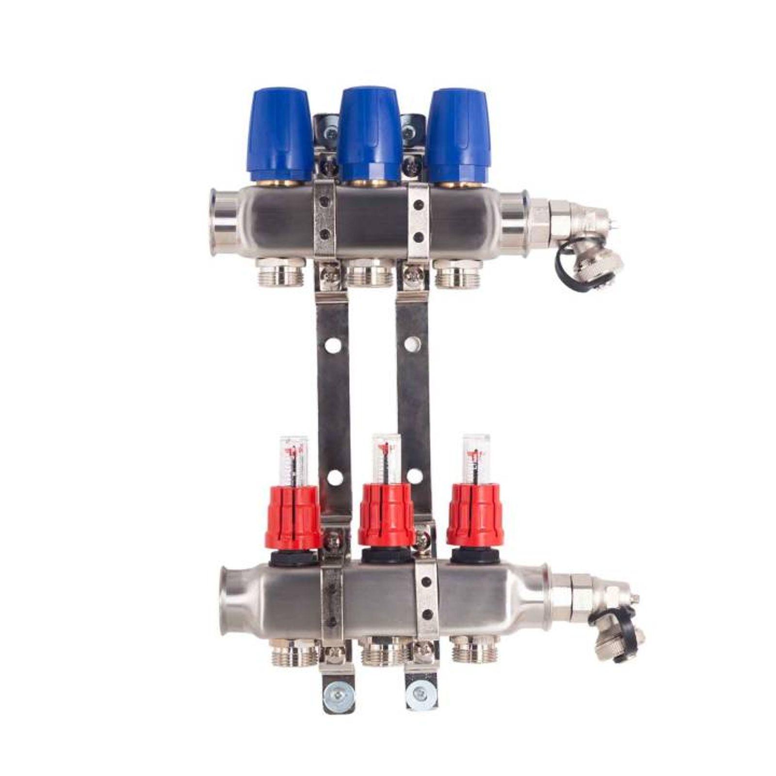 Heizkreisverteiler BASIC für Fußbodenheizung 3 Heizkreise mit Kugelhahn-Set – Bild 2 von 9