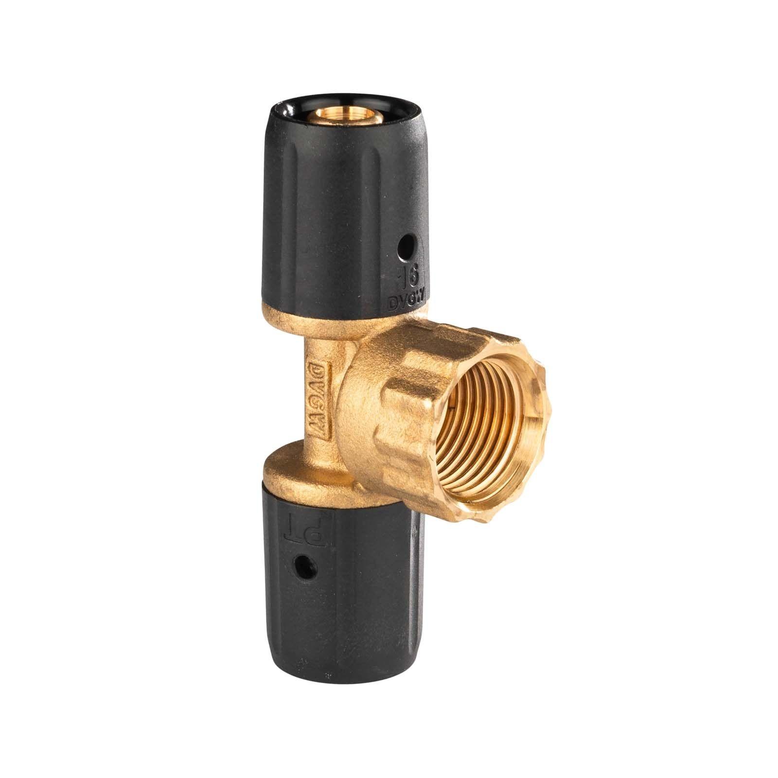 Selfio-Steck Aluverbund Steckfitting T-Stück mit Innengewinde 16 x 2 - 1/2" - 16 x 2 mm DVGW