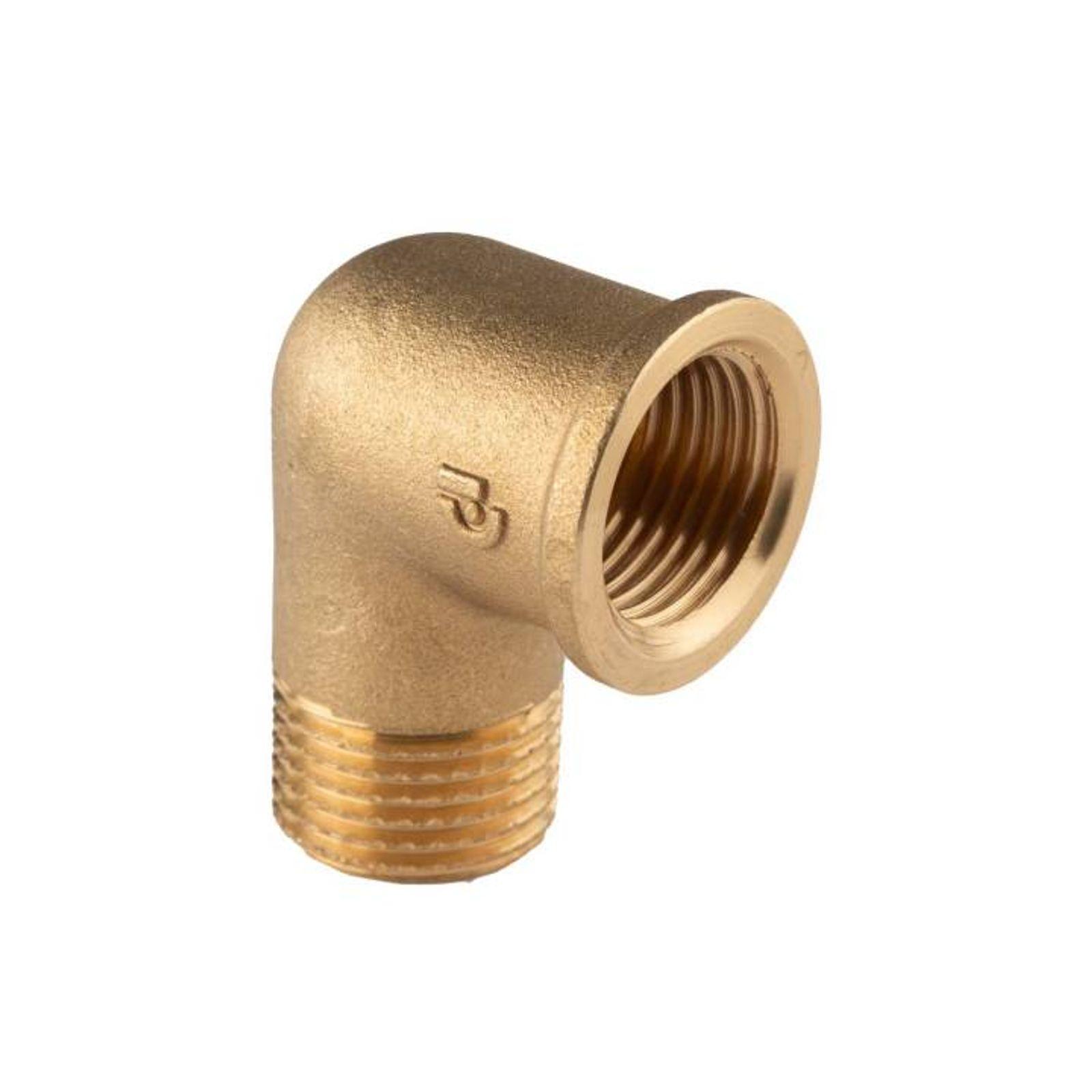 Messing Gewinde-Fitting 90° Winkel 1/2"IG - 1/2"AG (DN 15) - schwere Ausführung – Bild 3 von 3