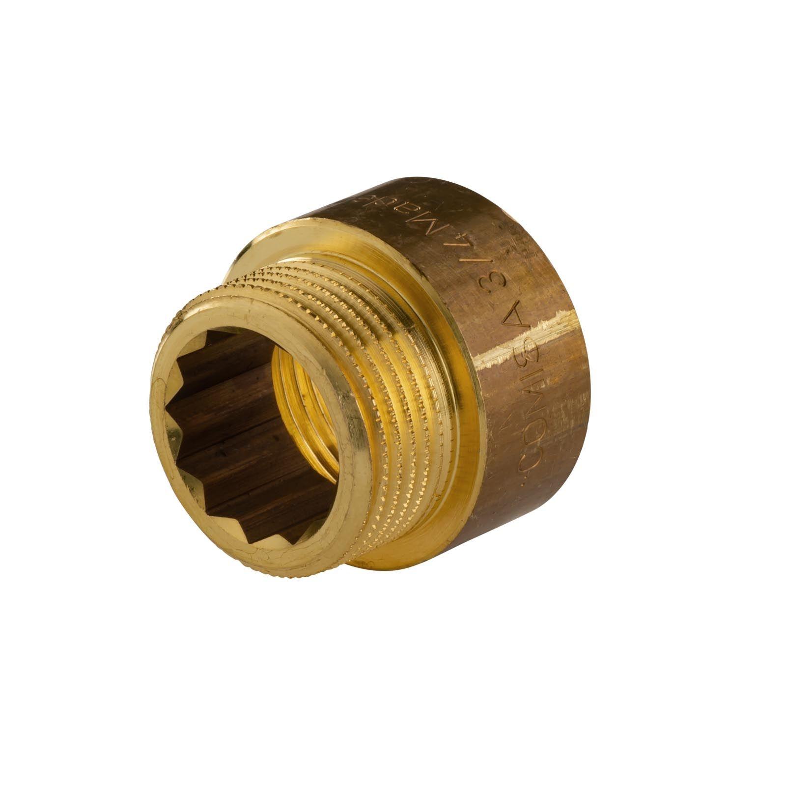Messing Gewinde-Fitting Hahnverlängerung IG/AG 3/4" (DN 20) Länge 15 mm - schwere Ausführung