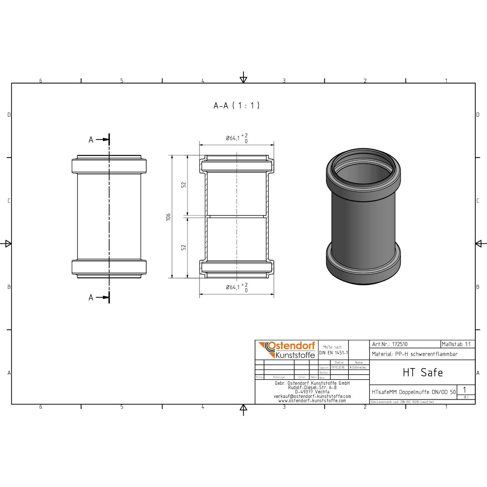 HTsafe Doppelmuffe DN/OD 50 – Bild 2 von 2