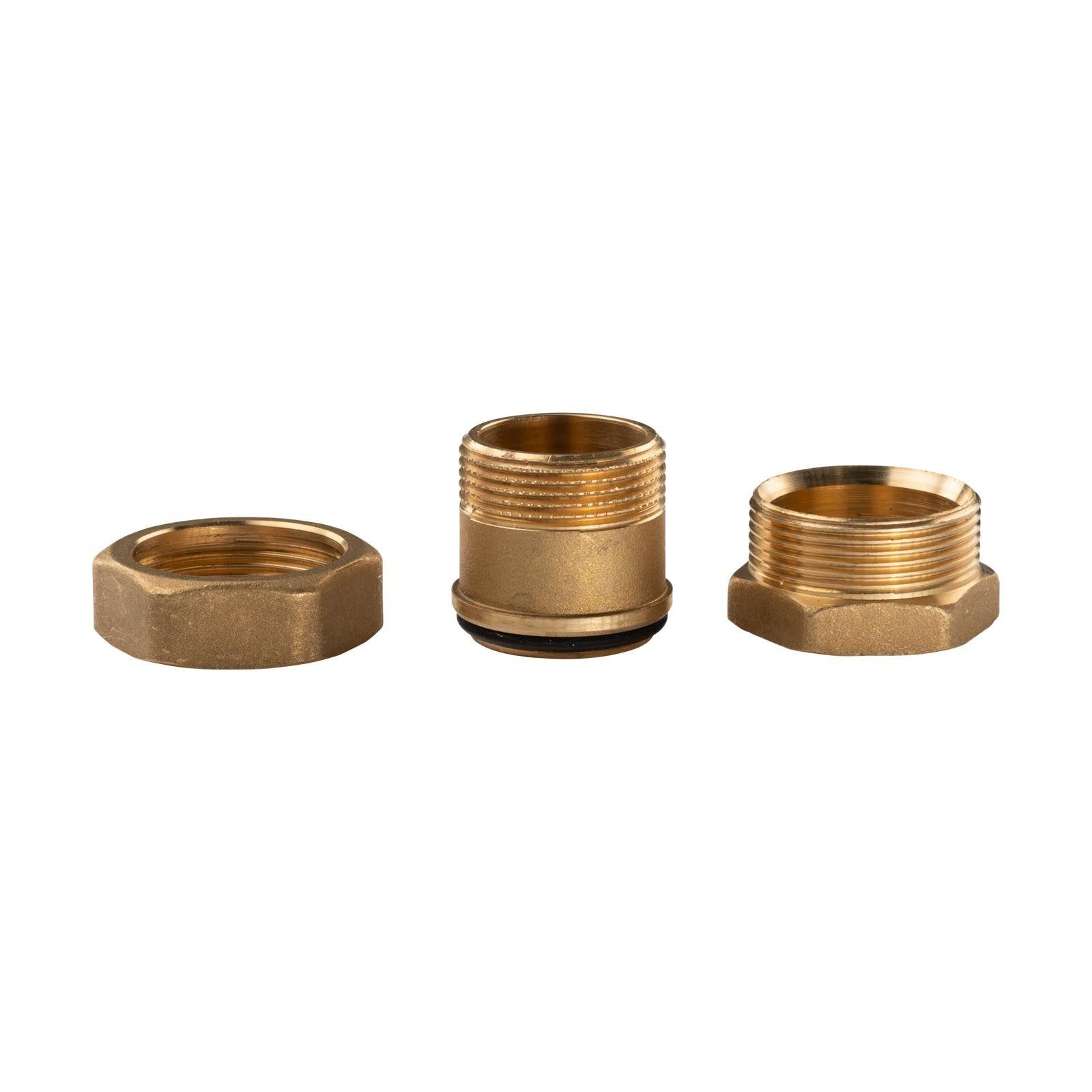 Messing Gewinde-Fitting Verschraubung mit O-Ring konisch dichtend 1 1/4" IG - 1 1/4" AG (DN32) - schwere Ausführung – Bild 3 von 3