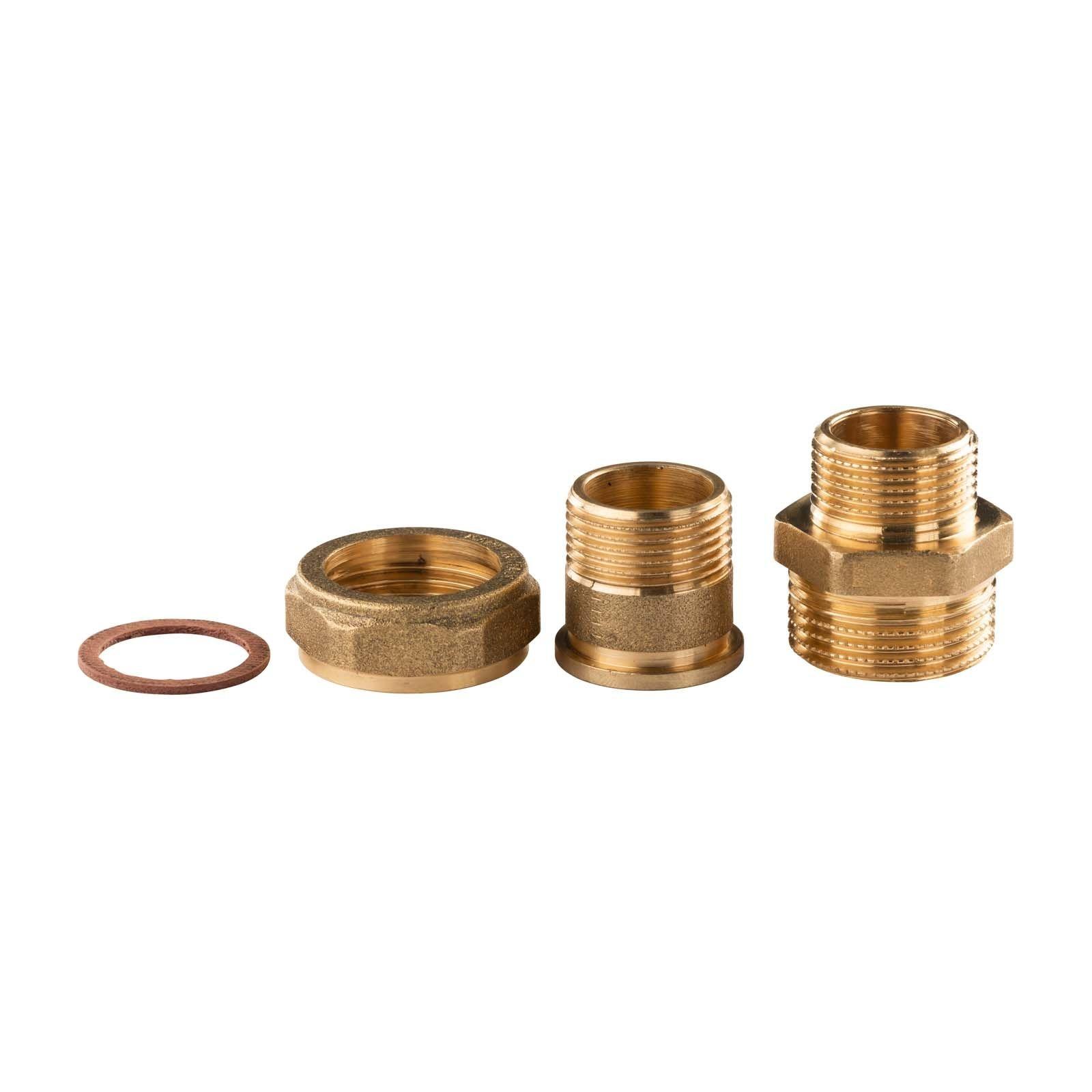 Messing Gewinde-Fitting Verschraubung gerade flachdichtend 3/4"AG - 3/4"AG (DN 20) - schwere Ausführung – Bild 3 von 3