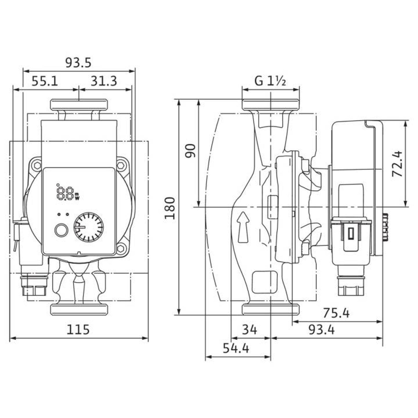 Wilo Nassläufer-Hocheffizienzpumpe Yonos PICO plus 25/1-6 180mm mit Wärmedämmschale – Bild 2 von 2