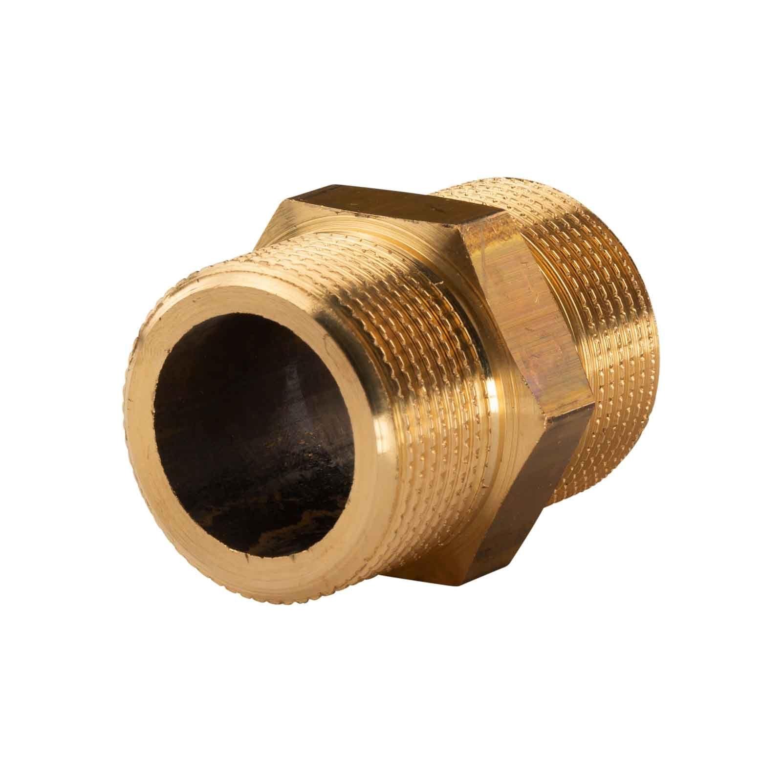 Messing Gewinde-Fitting Doppelnippel mit Langgewinde 1 1/4"AG - 1 1/4''AG (DN 32), schwere Ausführung – Bild 2 von 2