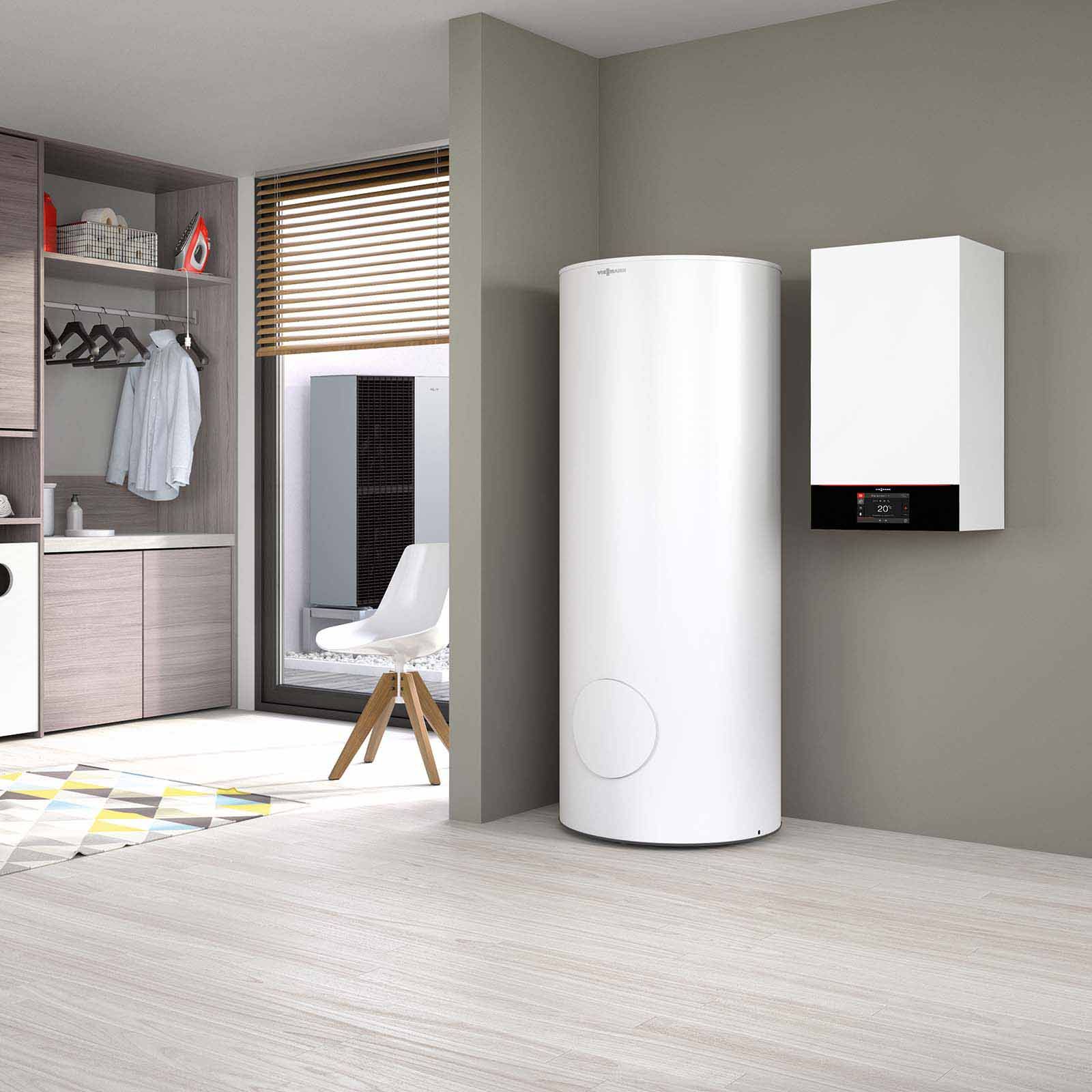 Viessmann Paket Vitocal 150-A Luft/Wasser-Wärmepumpe 9,7 kW AWO-E-AC 151.A10 400V Monoblock mit Speicher Vitocell 100-V CVWC 250l