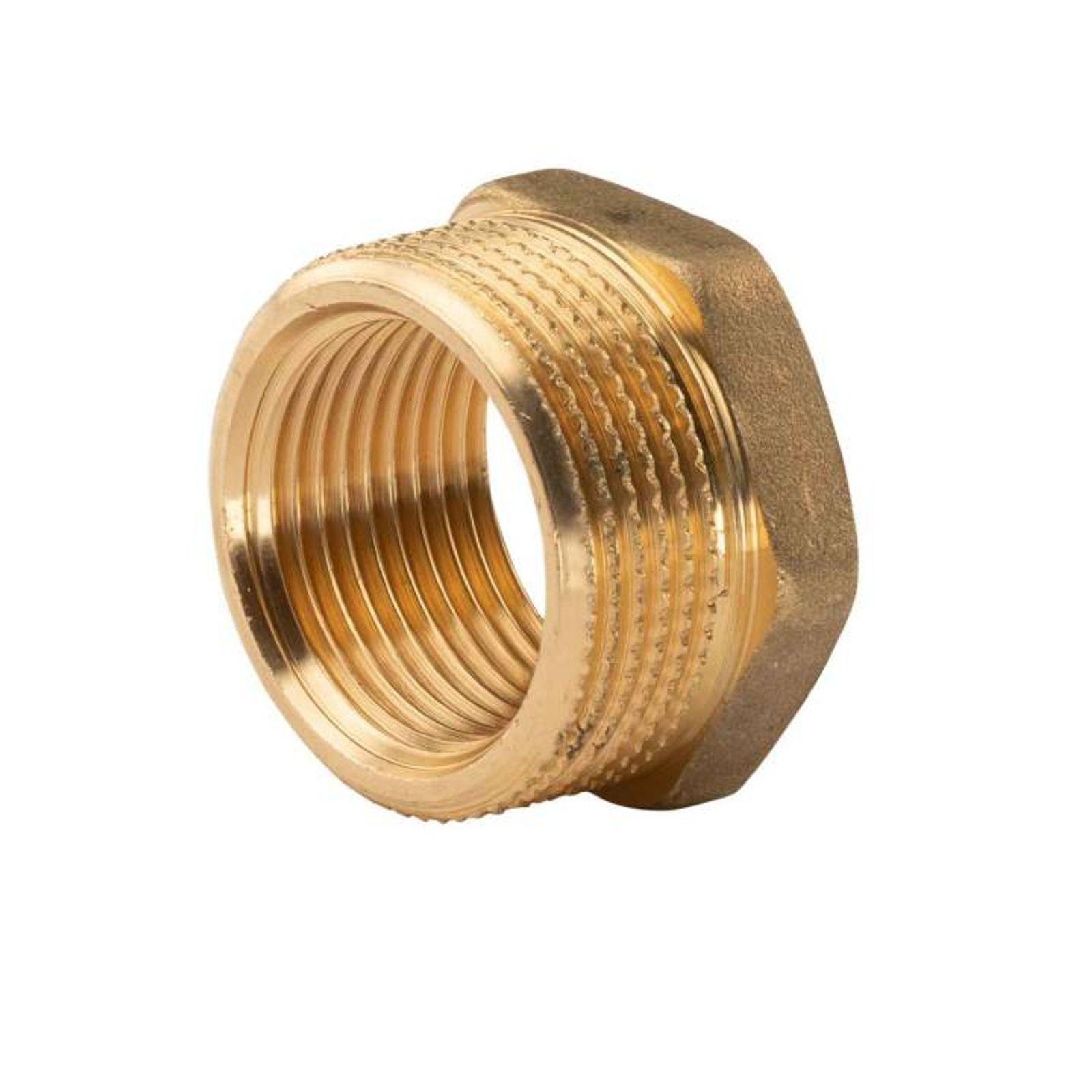 Messing Gewinde-Fitting Reduzierung 1 1/4"AG (DN 32) - 1"IG (DN 25) - schwere Ausführung