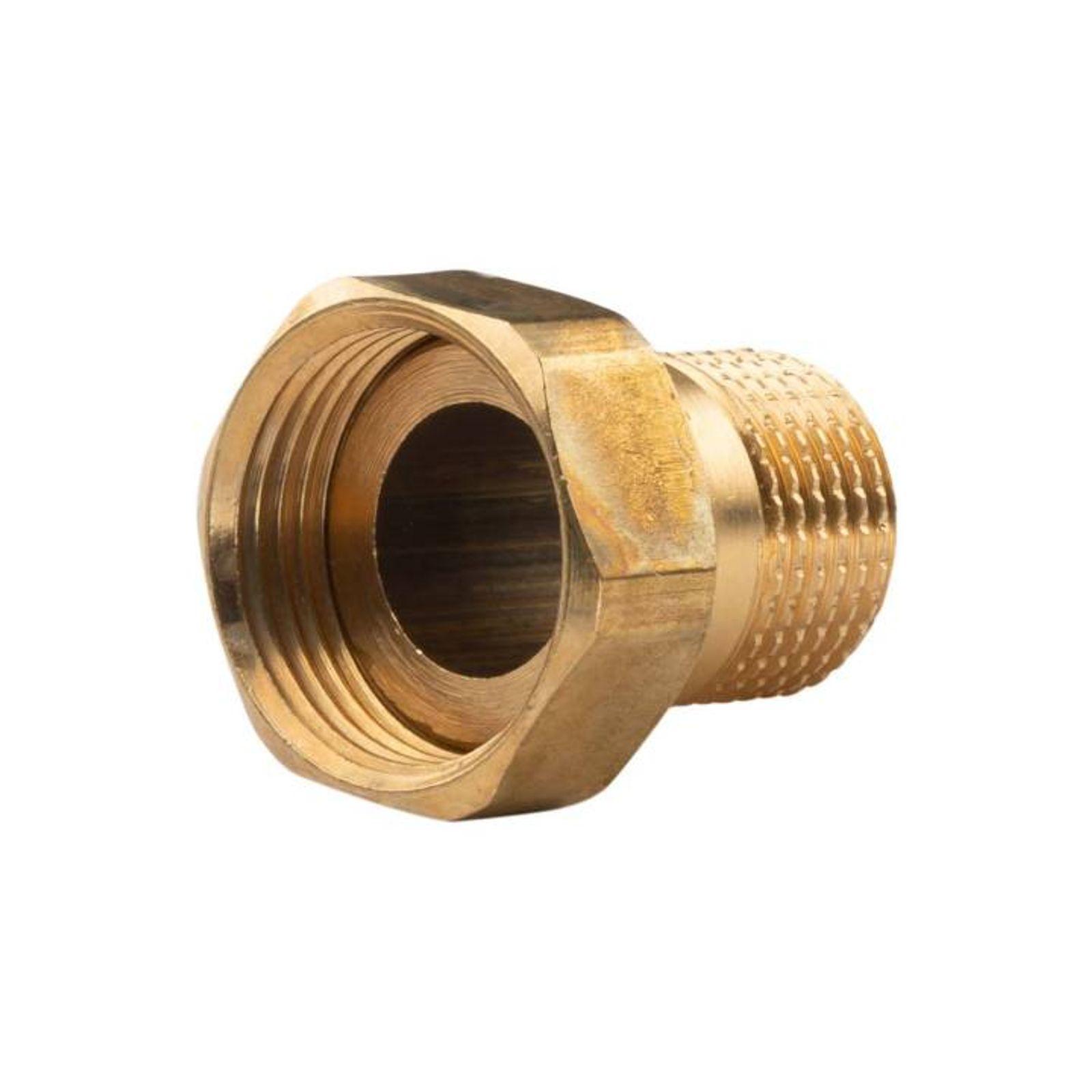 Messing Gewinde-Fitting Schaft flachdichtend mit Kappe 1/2"AG (DN 15) - 3/4"IG (DN 20) - schwere Ausführung – Bild 2 von 3