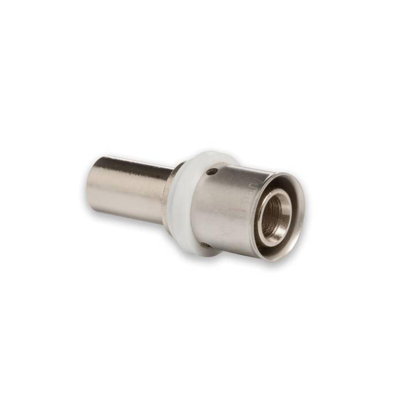Selfio-Press Aluverbund Pressfitting Übergang Kupferrohr 20 x 2 mm - 15 mm (Pressanschluss) vernickelt TH + U Kontur – Bild 2 von 2