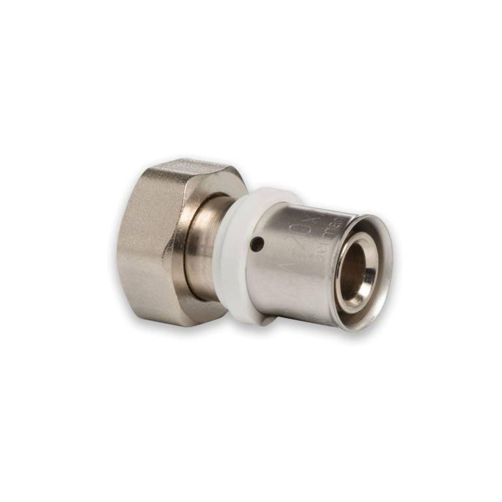 Selfio-Press Aluverbund Pressfitting Übergangsverschraubung Eurokonus-Gewinde (vernickelt) 20 x 2 mm - 3/4" TH + U Kontur