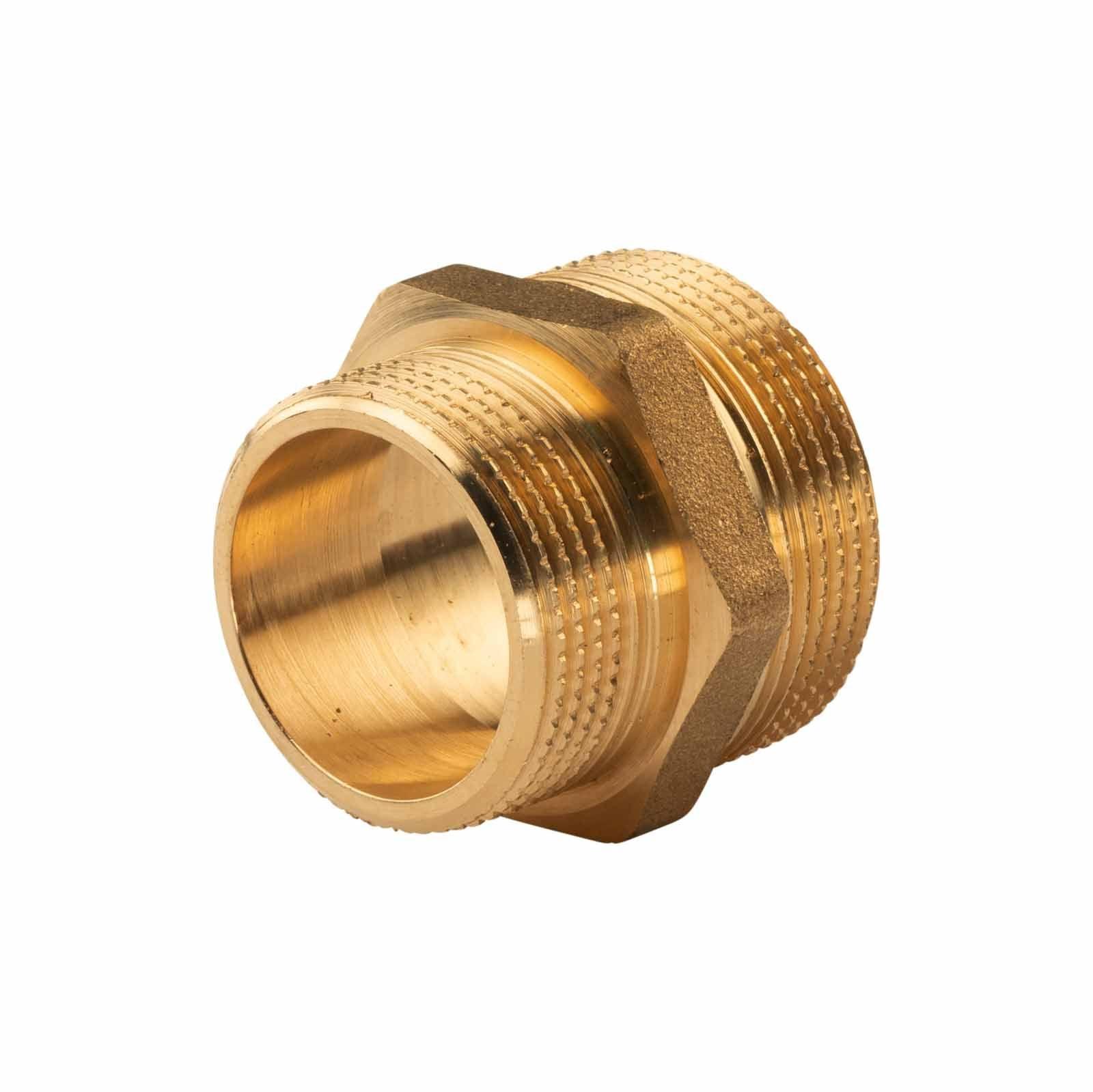 Messing Gewinde-Fitting Reduziernippel 1 1/2"AG (DN 40) - 1 1/4"AG (DN 32) - schwere Ausführung