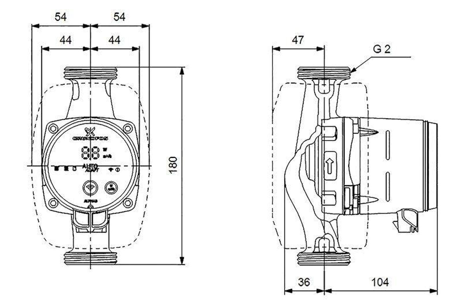 Grundfos Alpha3 32-60 180 mm Hocheffizienz-Umwälzpumpe inkl. Wärmedämmschale – Bild 2 von 2