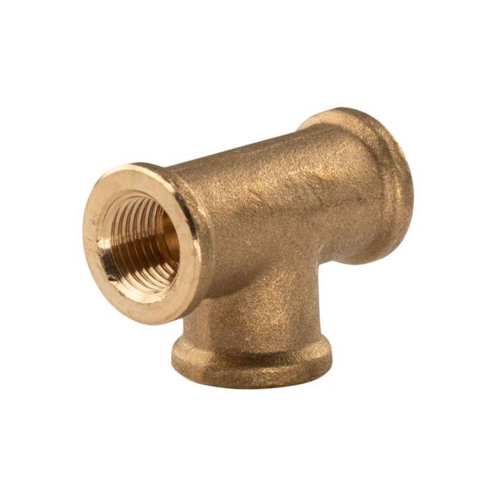 Messing Gewinde-Fitting T-Stück 1/4"IG - 1/4"IG - 1/4"IG (DN 8) - schwere Ausführung – Bild 2 von 2