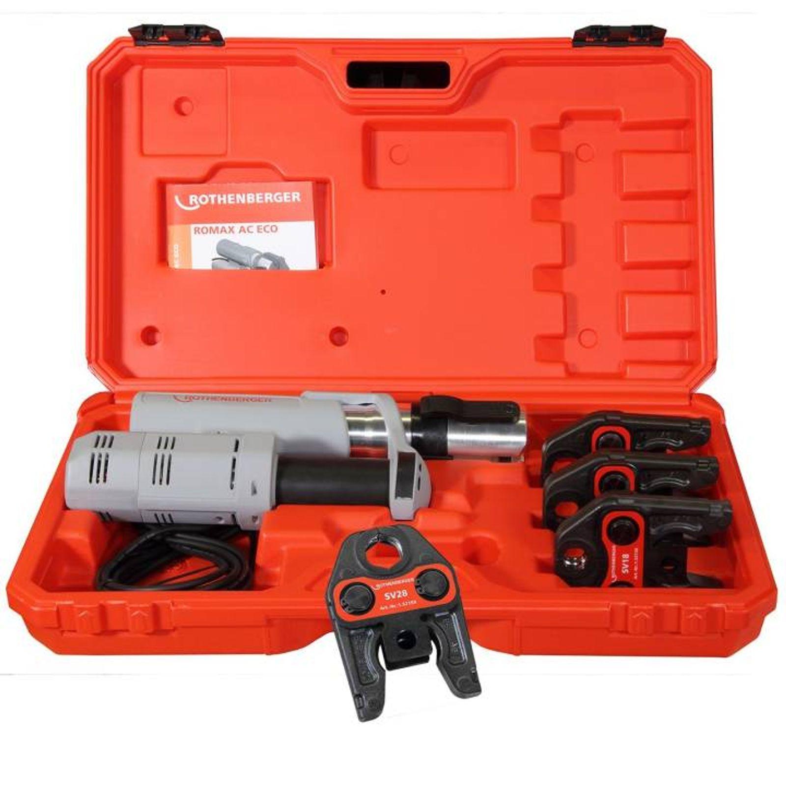 Rothenberger elektrohydraulische Fitting - Pressmaschine ROMAX AC ECO, Set mit Pressbacken Kontur "V" – Bild 2 von 8
