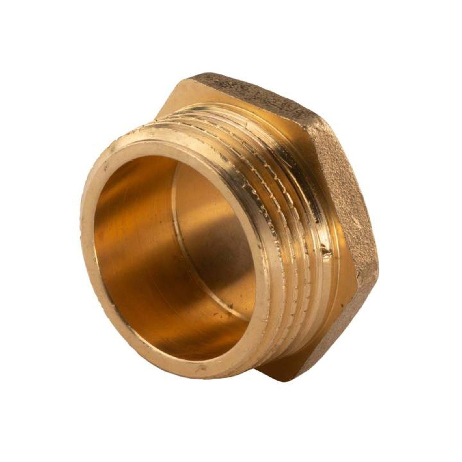 Messing Gewinde-Fitting Stopfen 1"AG (DN 25) - schwere Ausführung