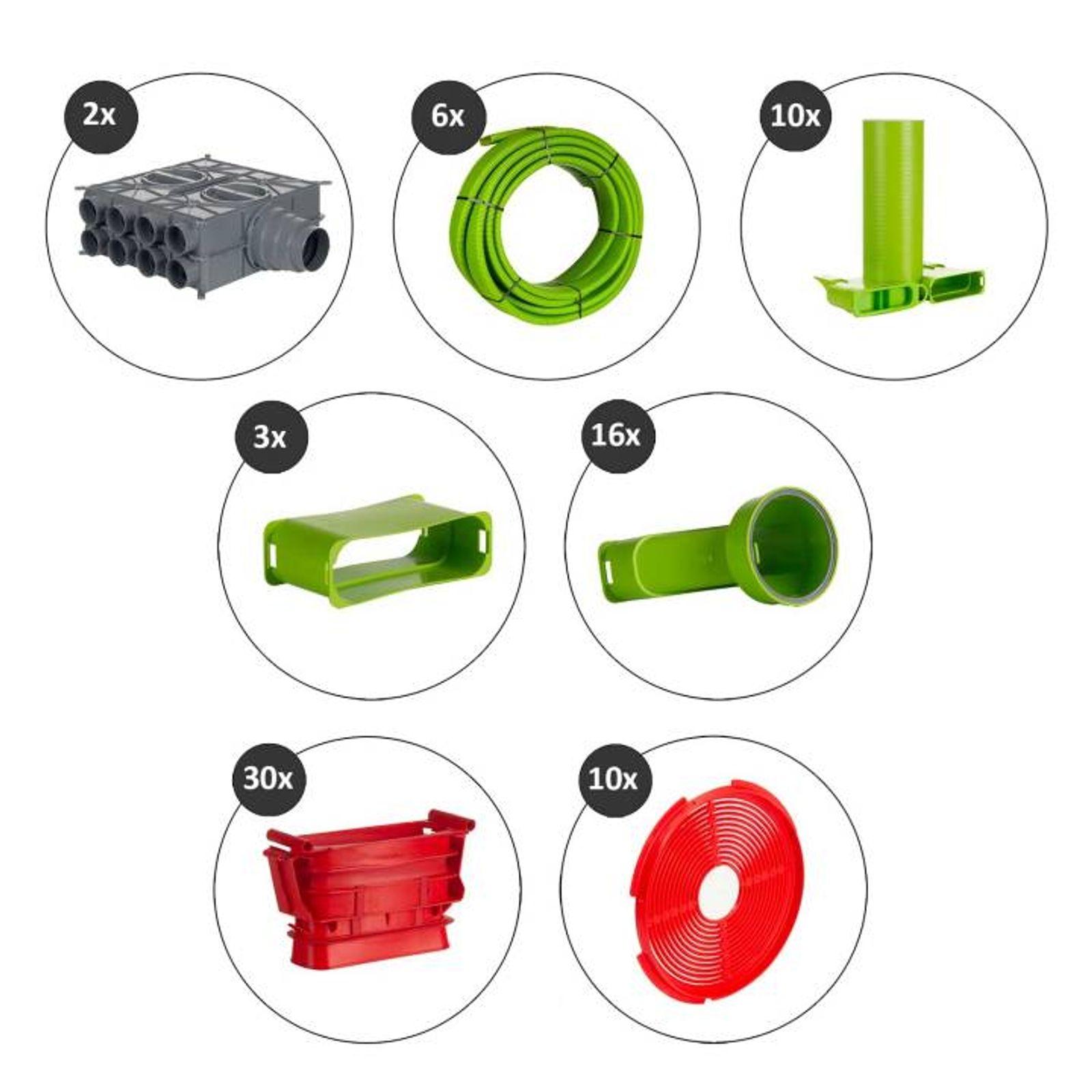 Wolf Zubehörset CWL Rohbau 120 m 50/140 für Flachkanalsystem antistatisch/antibakteriell