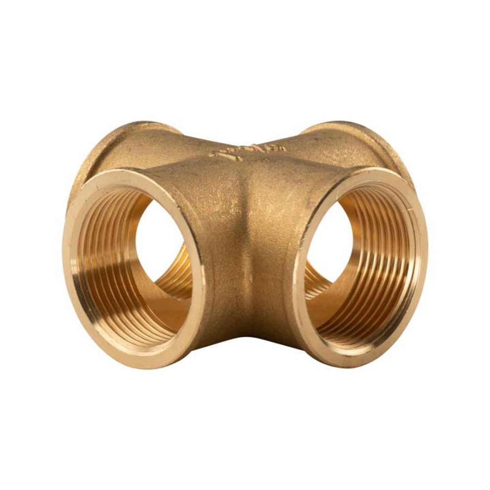 Messing Gewinde-Fitting Kreuzstück 1 1/4"IG (DN32) - schwere Ausführung