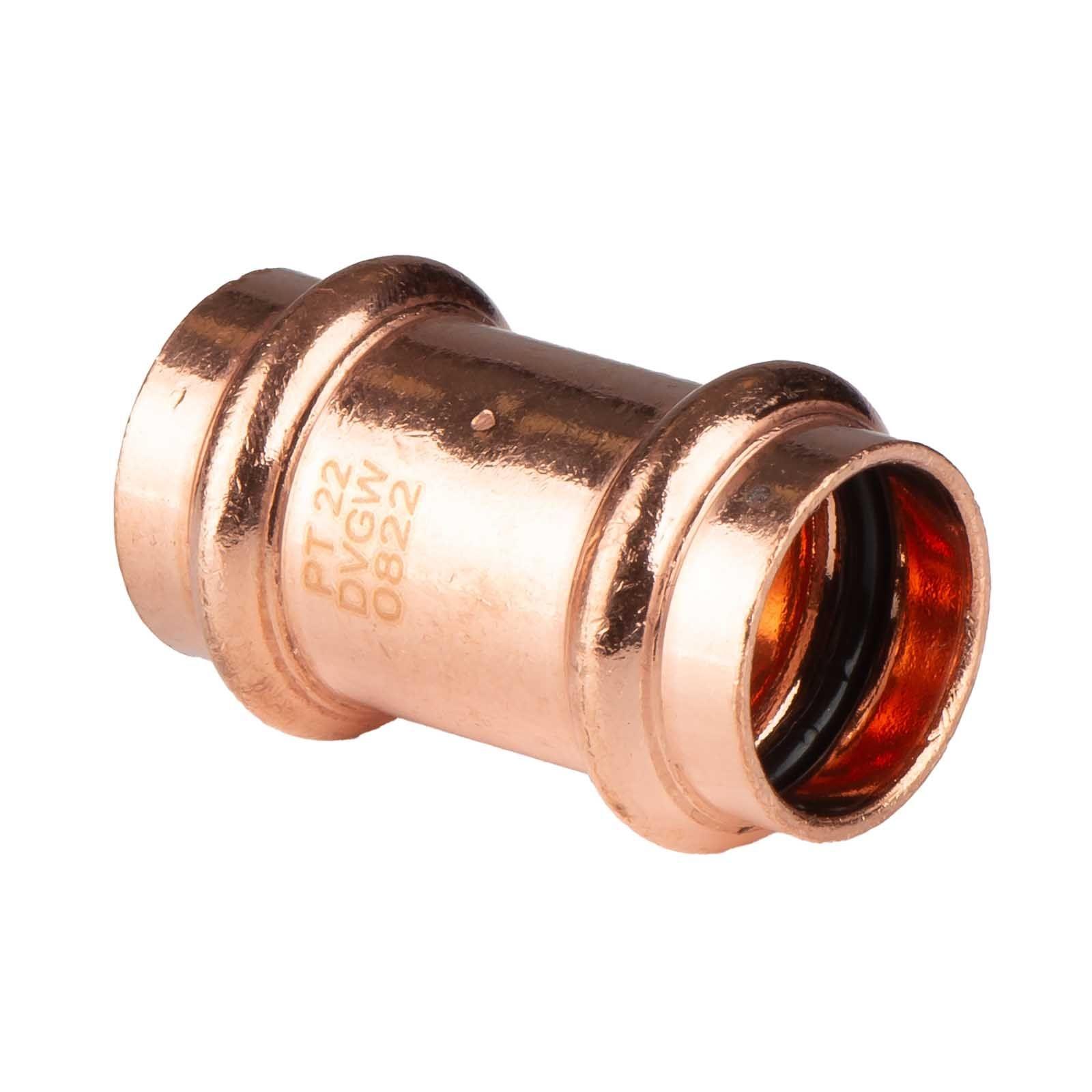 Kupfer Pressfitting Muffe 22 mm V+M-Kontur DVGW – Bild 2 von 2