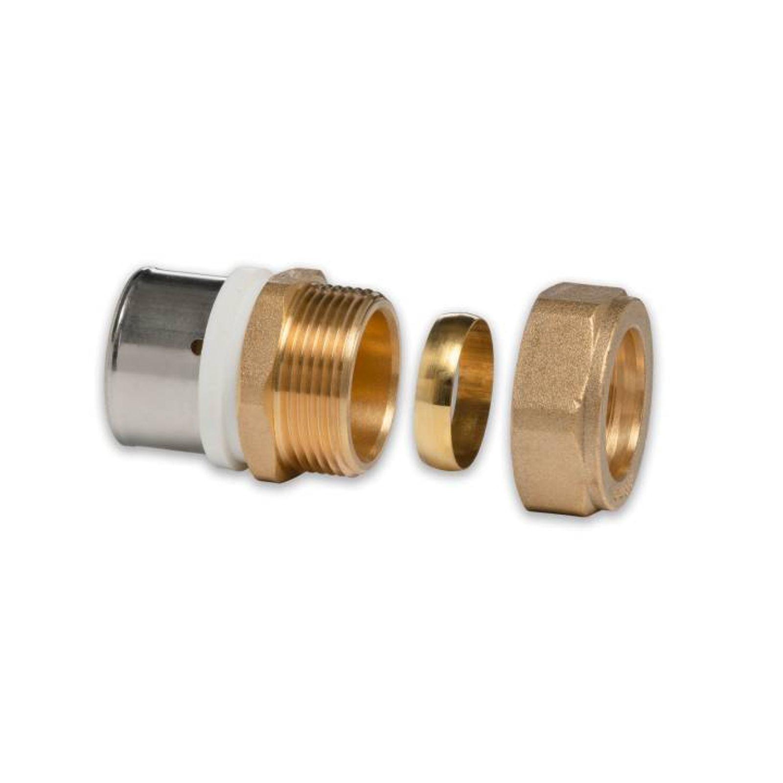 Selfio-Press Aluverbund Pressfitting Übergang Kupferrohr 32 x 3 - 28 mm (zum Schrauben) TH + U Kontur DVGW – Bild 2 von 2