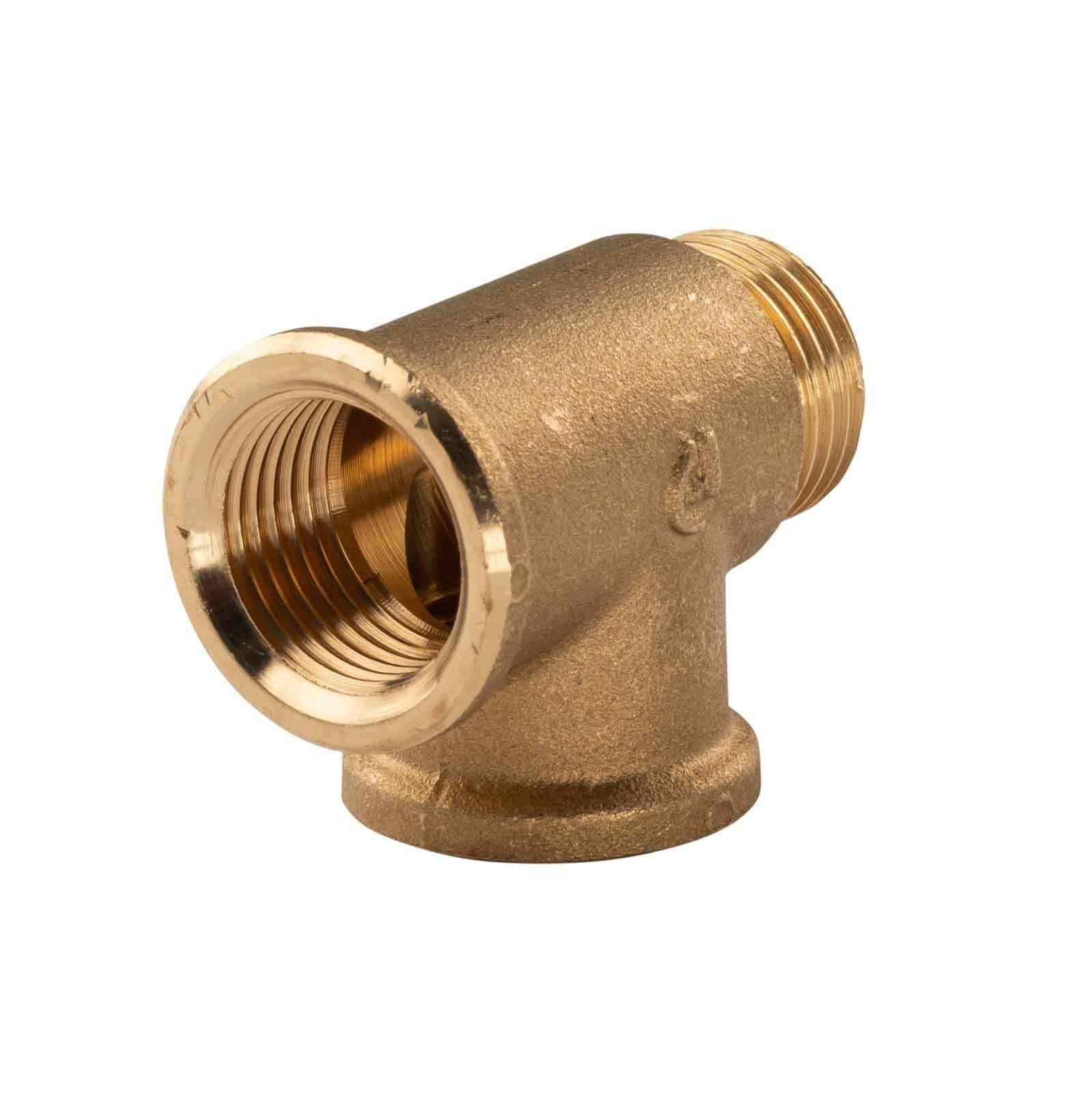 Messing Gewinde-Fitting T-Stück 1/2" IG - 1/2" IG - 1/2" AG (DN15) schwere Ausführung – Bild 2 von 2