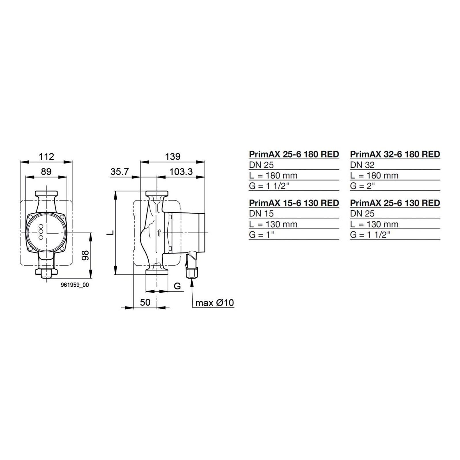 Biral HE-Umwälzpumpe PrimAX T2 25-6 130 RED 230V mit Wärmedämmschale – Bild 2 von 2
