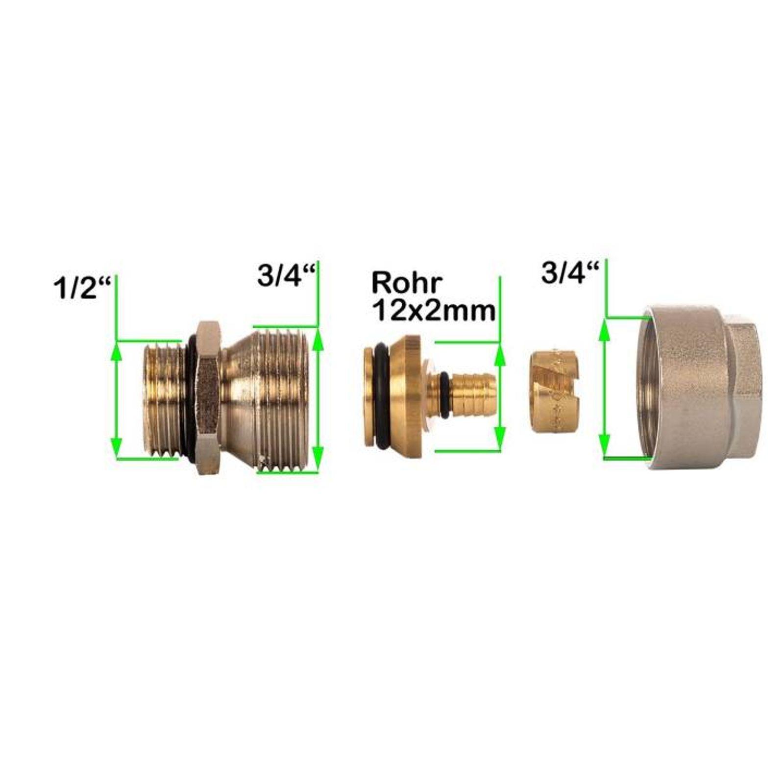 Anschlussverschraubung 1/2 Zoll Universal 12 x 2 mm – Bild 2 von 7