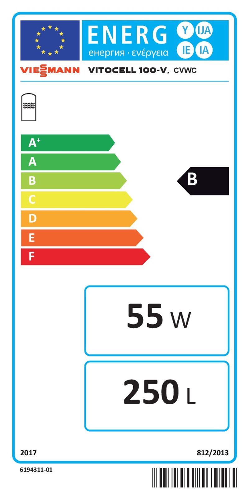 Viessmann Paket Vitocal 150-A Luft/Wasser-Wärmepumpe 9,7 kW AWO-E-AC 151.A10 400V Monoblock mit Speicher Vitocell 100-V CVWC 250l