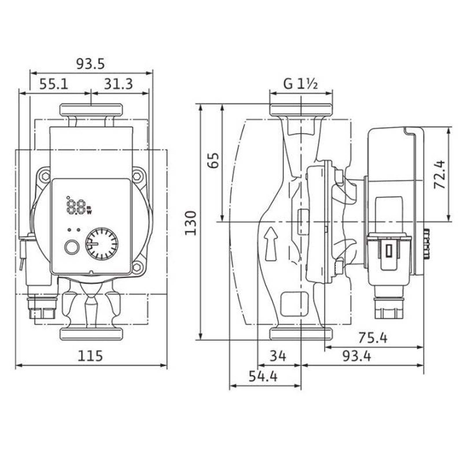 Wilo Nassläufer-Hocheffizienzpumpe Yonos PICO plus 25/1-6 130mm mit Wärmedämmschale – Bild 2 von 2
