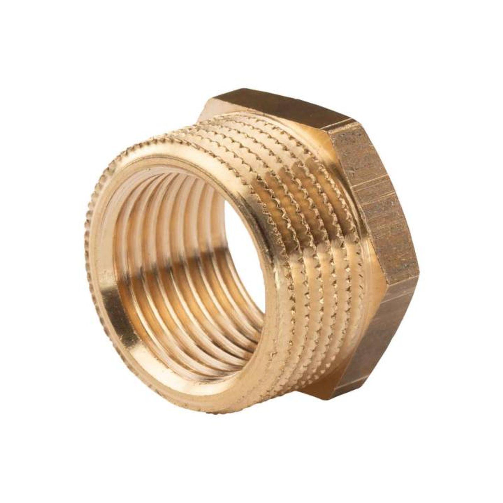 Messing Gewinde-Fitting Reduzierstück 1/2"IG (DN 15) - 3/4"AG (DN 20) - schwere Ausführung