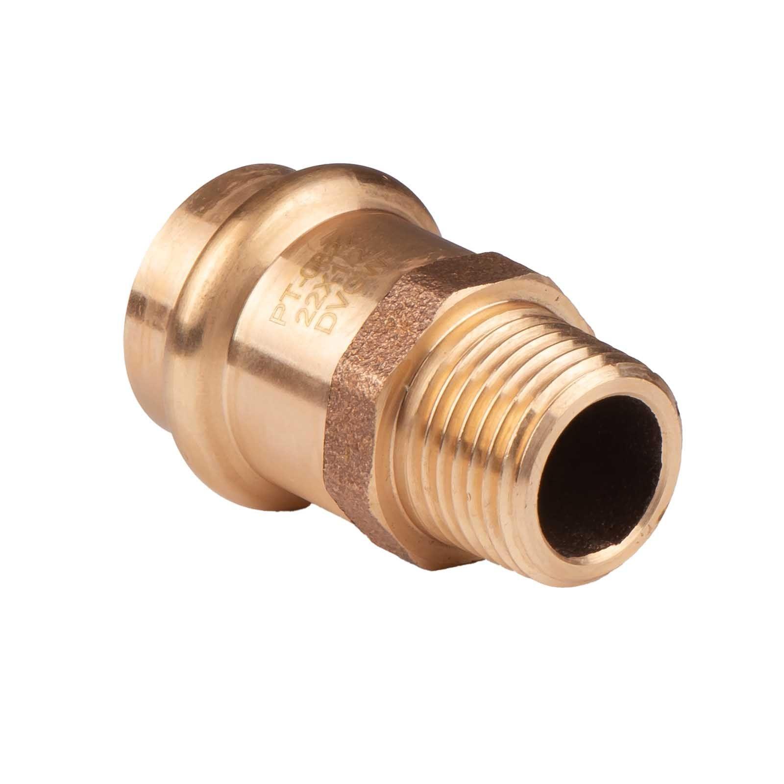 Kupfer Pressfitting Übergang aus Rotguss 22 mm - 1/2" AG V+M-Kontur DVGW – Bild 2 von 2