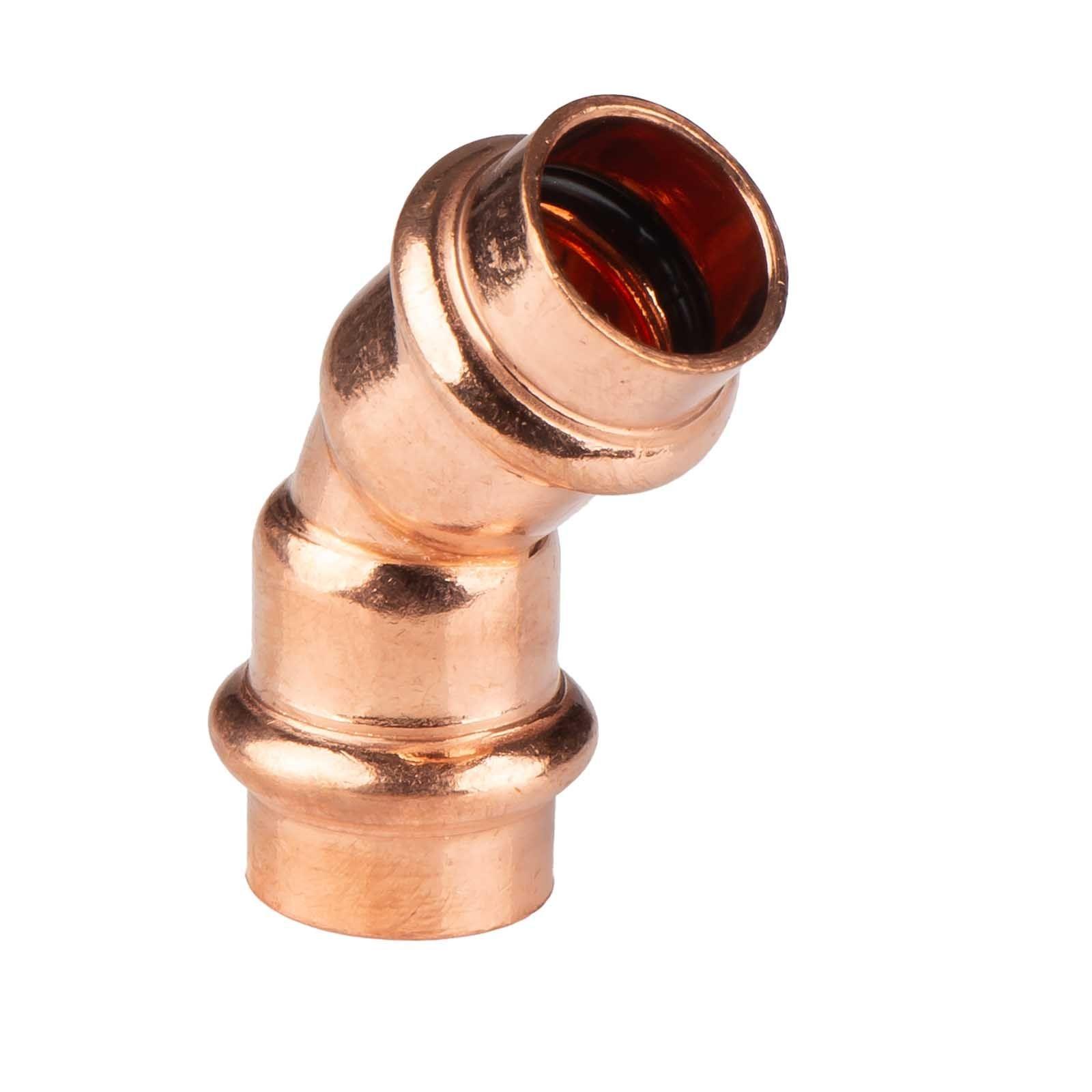 Kupfer Pressfitting Bogen 45° 15 mm V+M-Kontur DVGW – Bild 2 von 2