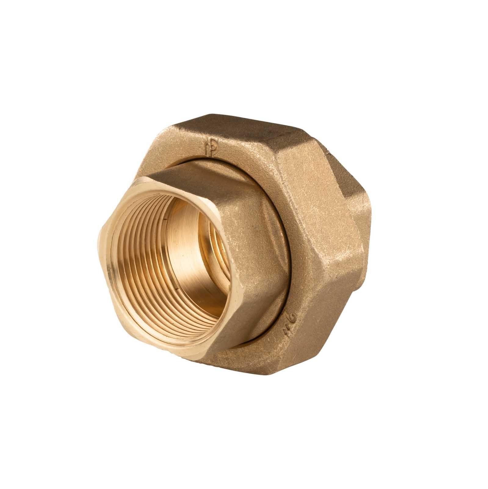 Messing Gewinde-Fitting Verschraubung gerade mit O-Ring konisch dichtend 3 teilig 1 1/4"IG - 1 1/4"IG (DN 32) - schwere Ausführung – Bild 2 von 3
