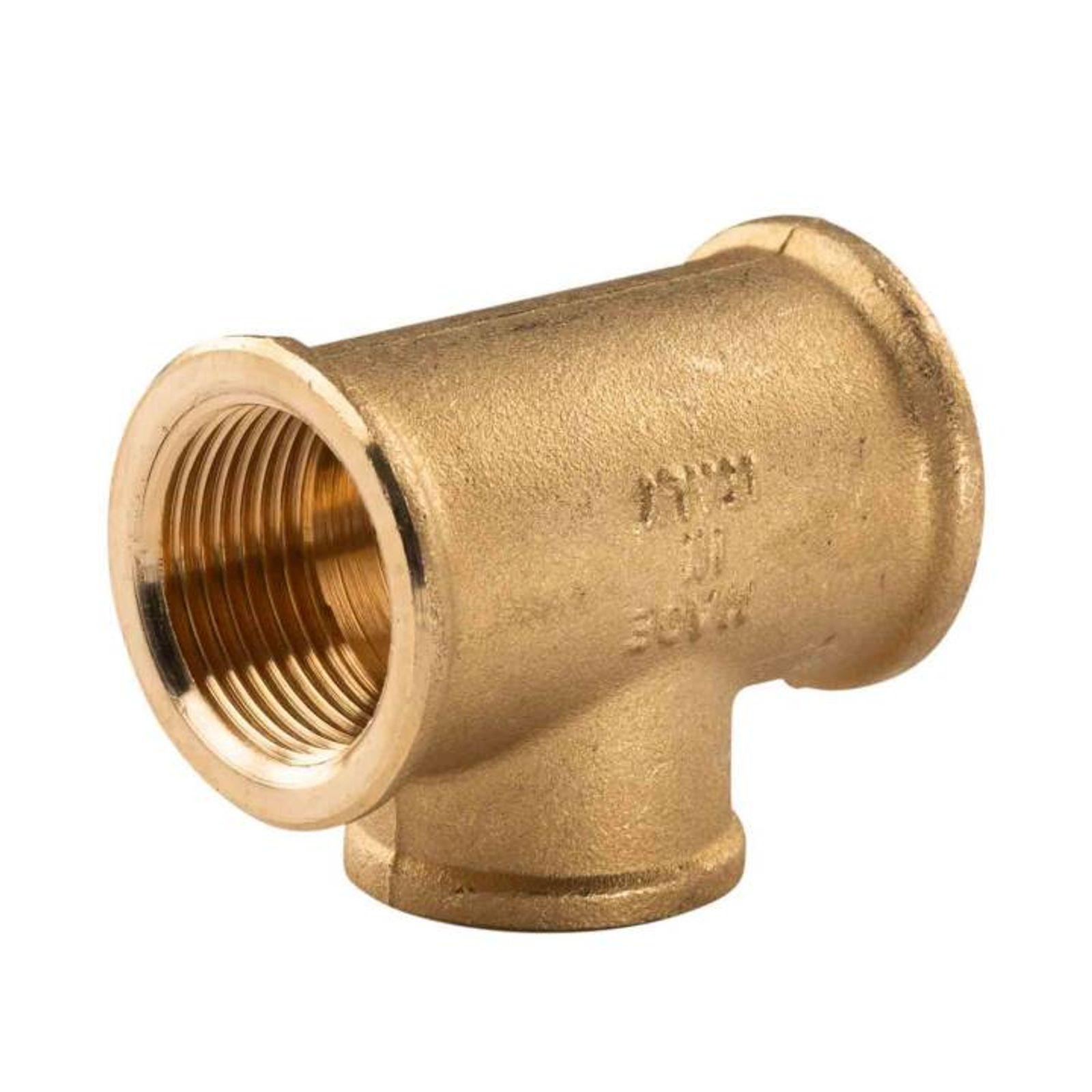 Messing Gewinde-Fitting T-Stück Mittelabgang reduziert 3/4"IG - 1/2" IG - 3/4"IG - schwere Ausführung – Bild 2 von 2