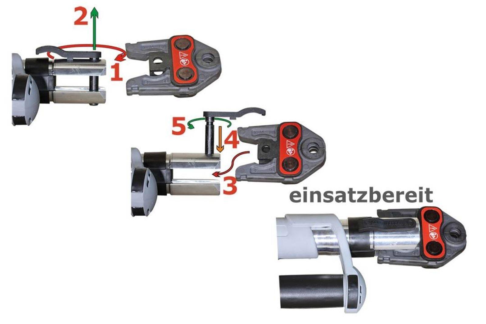 Rothenberger elektrohydraulische Fitting - Pressmaschine ROMAX AC ECO, Set mit Pressbacken Kontur "V" – Bild 8 von 8