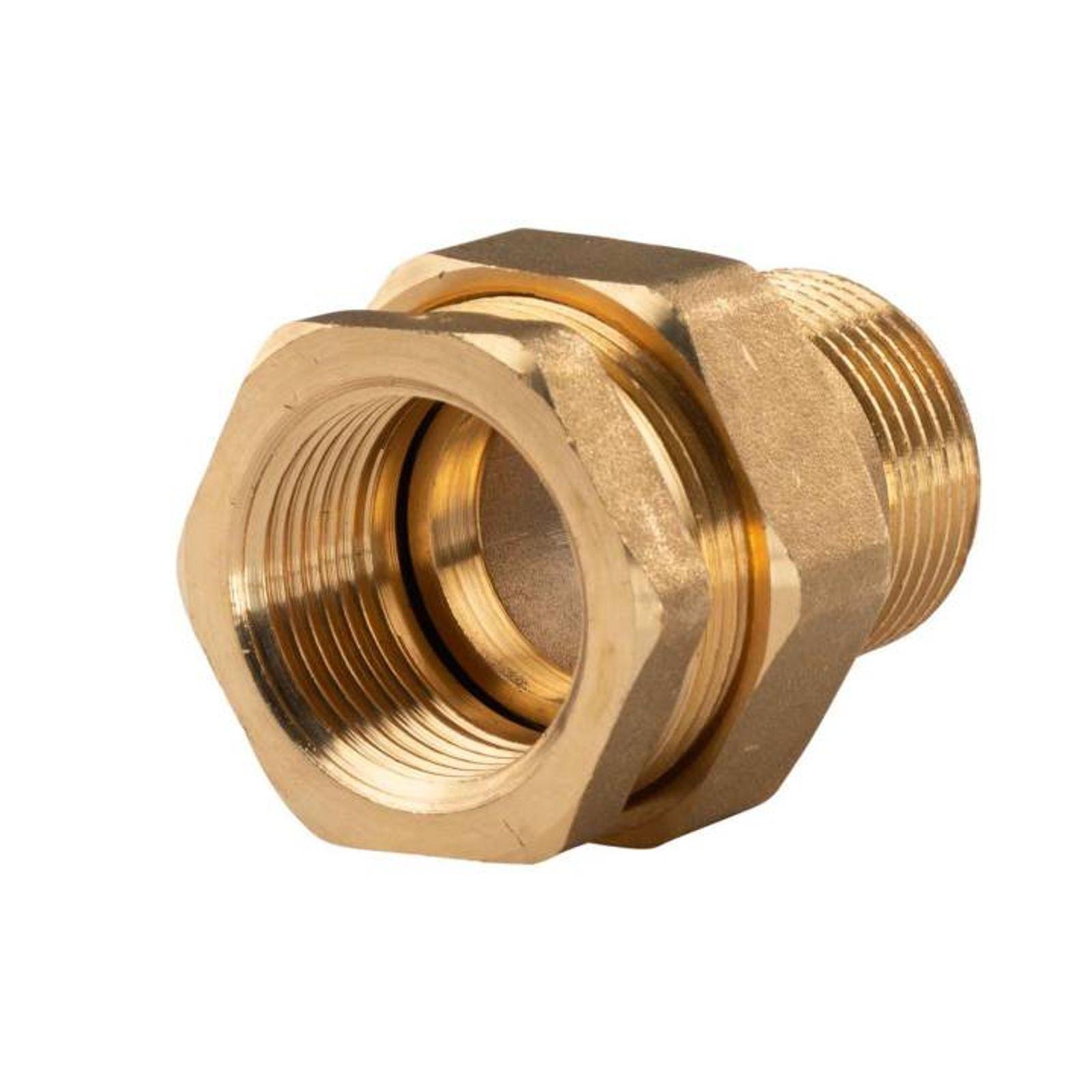 Messing Gewinde-Fitting Verschraubung mit O-Ring konisch dichtend 1" IG - 1" AG (DN25) - schwere Ausführung – Bild 2 von 3