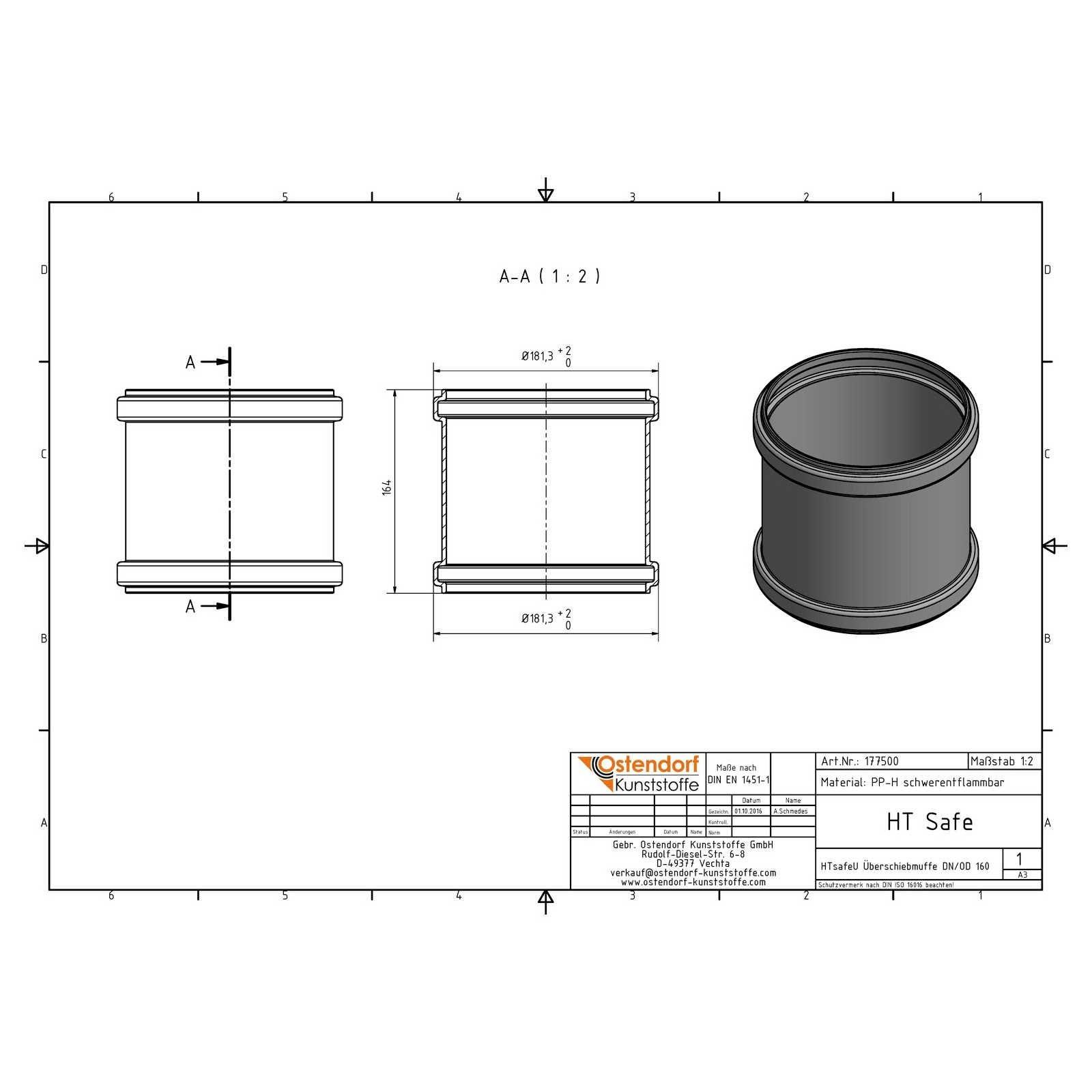 HTsafeU Überschiebmuffe DN 160 – Bild 2 von 2