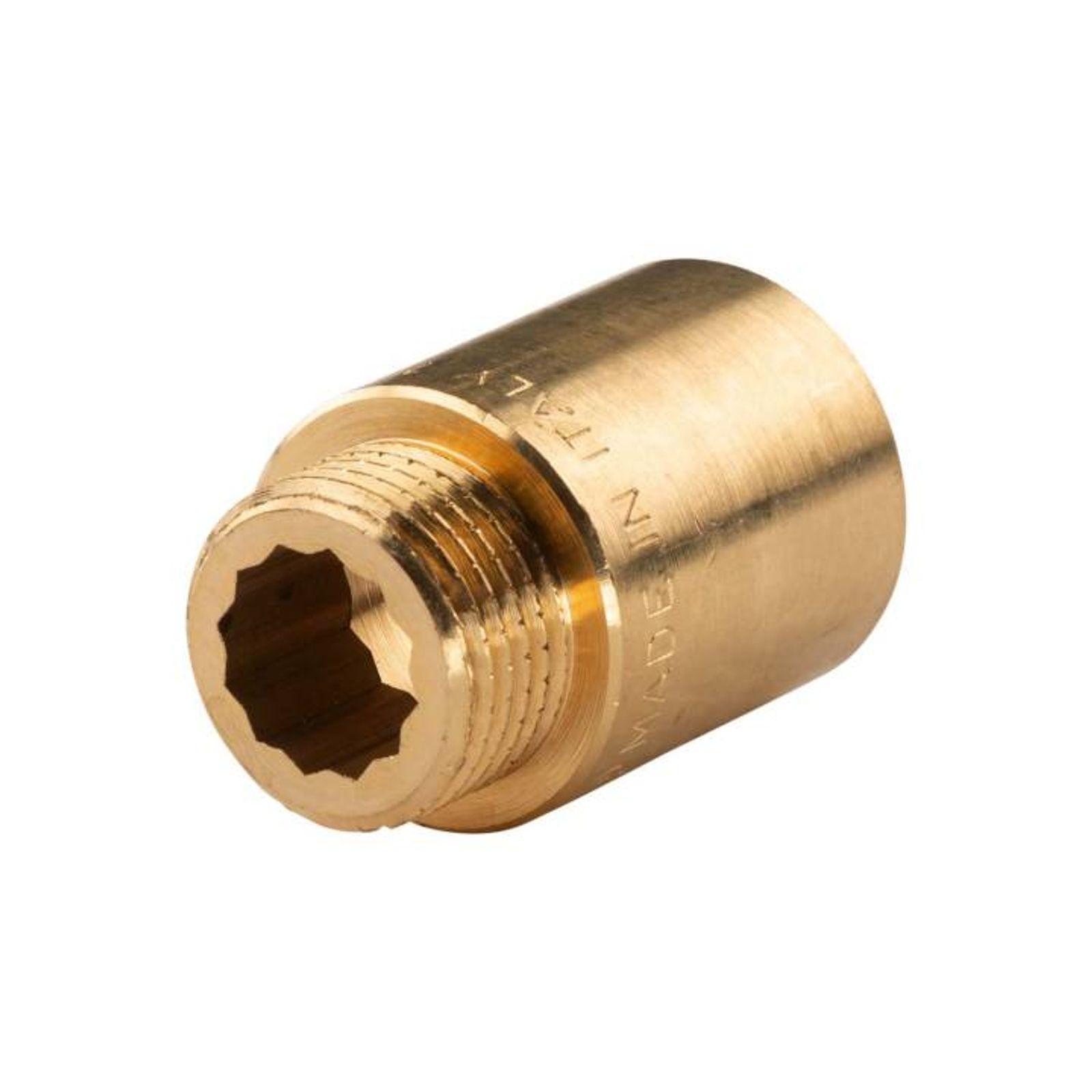 Messing Gewinde-Fitting Hahnverlängerung IG/AG 1/2" (DN 15) Länge 30 mm - schwere Ausführung
