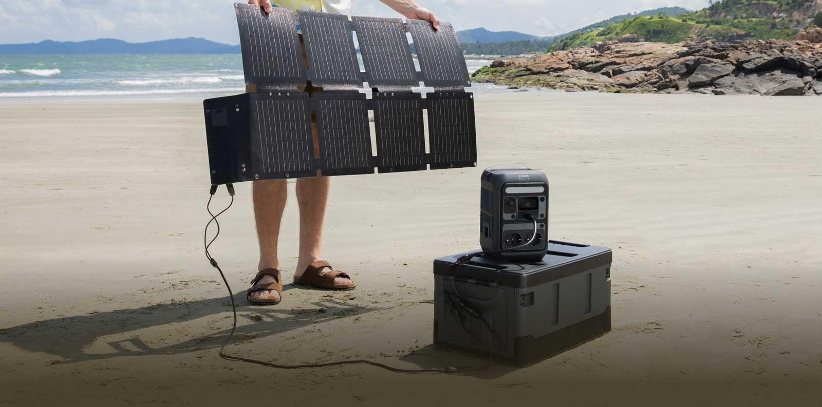 Anker SOLIX C300X + PS100X Set – Tragbare Powerstation mit 100W Solarpanel