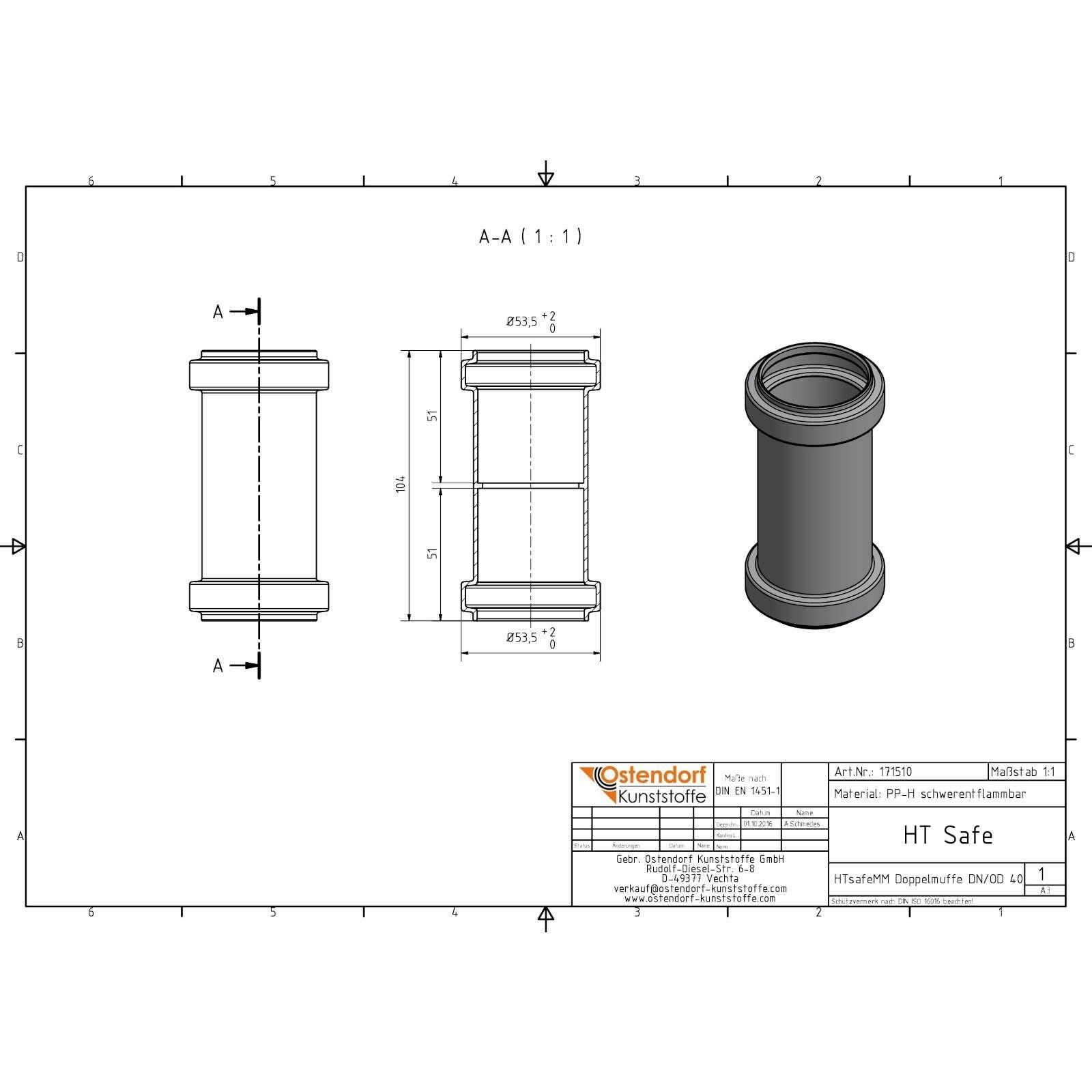HTsafe Doppelmuffe DN40 – Bild 2 von 2